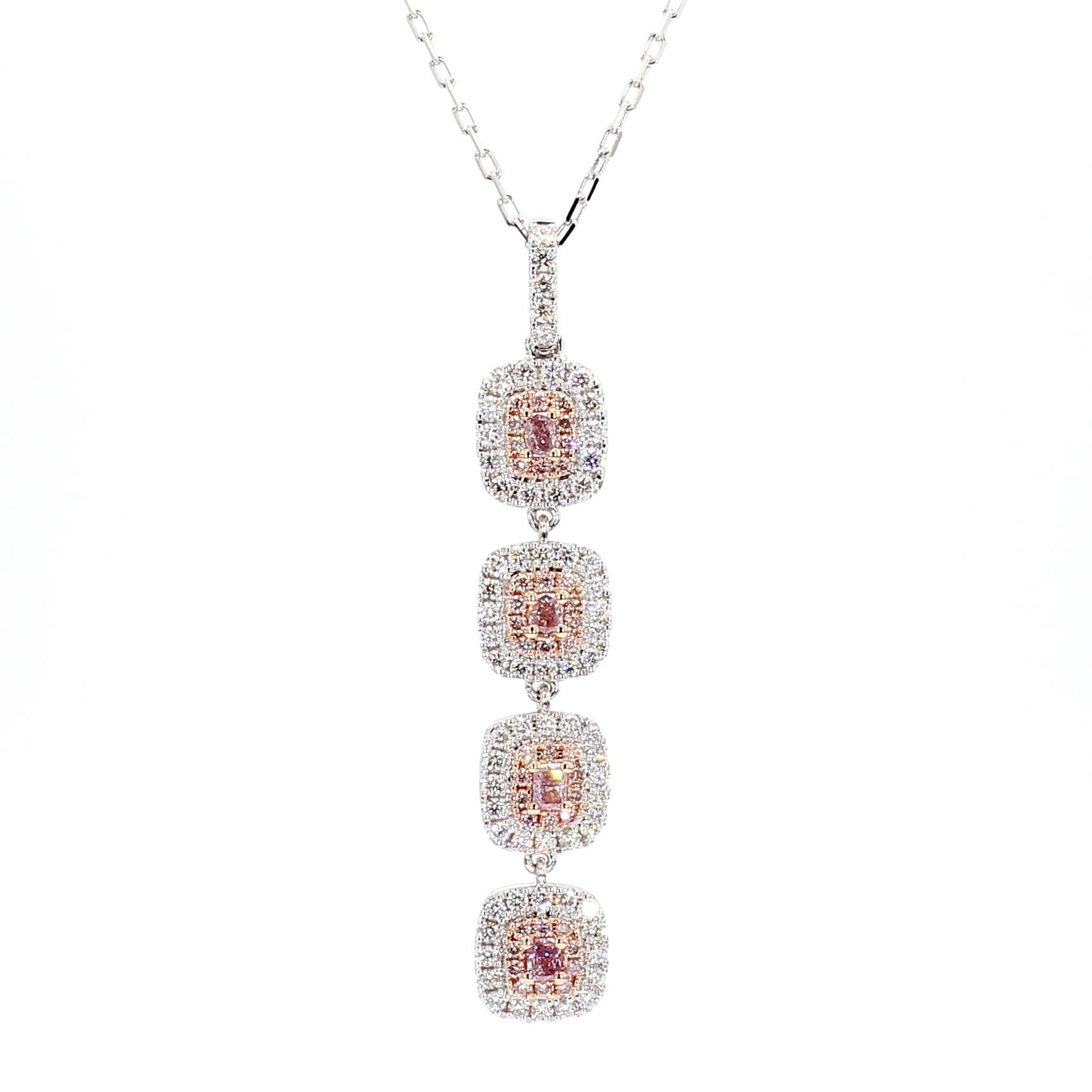 IGI Certified Fancy Pink Radiant Diamond 0,96 Karat TW Gold Drop Anhänger (Zeitgenössisch) im Angebot