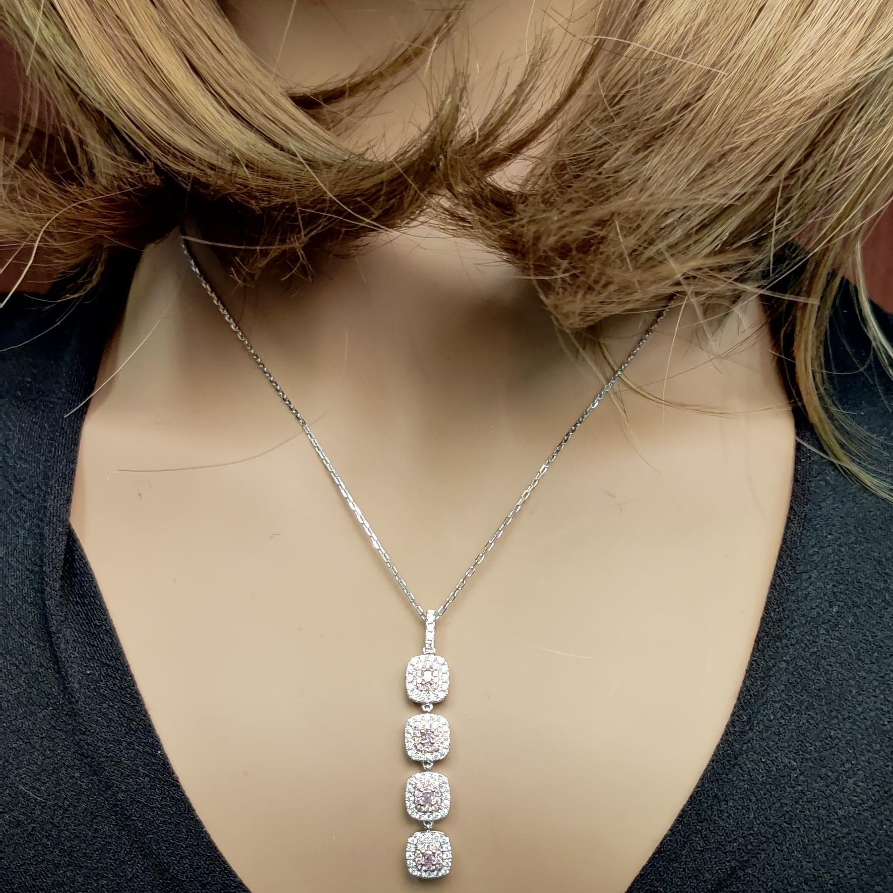 IGI Certified Fancy Pink Radiant Diamond 0,96 Karat TW Gold Drop Anhänger im Zustand „Neu“ im Angebot in New York, NY