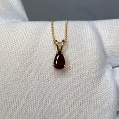 IGI Certified Fine Color Deep Red Ruby Pear Cut Gold Solitaire Pendant Necklace