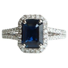 IGI Certified Fine quality 1.35ct Heated Burmese Blue Sapphire ring