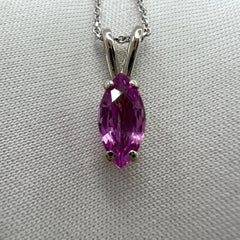 IGI Certified Fine Vivid Pink Unheated Sapphire Marquise Cut White Gold Pendant
