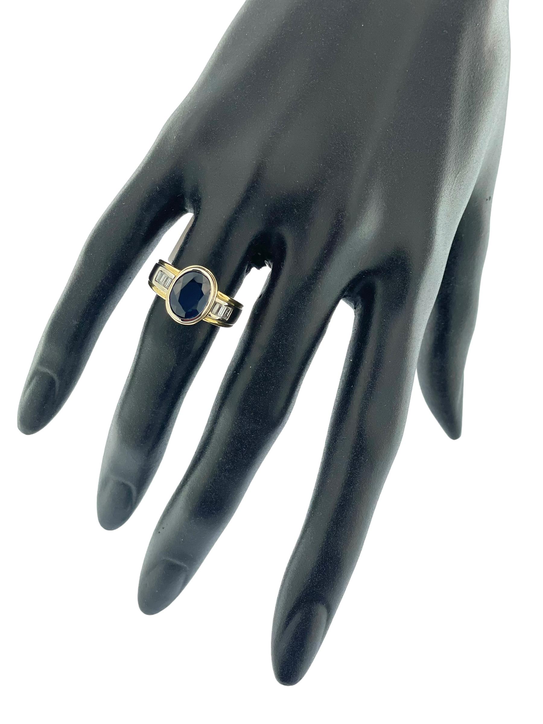 Women's or Men's IGI Certified Gold Band Ring Sapphire and Diamonds For Sale