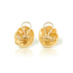 IGI Certified Gold Drop Earrings in Bracket Design with 1ct Diamond Centre