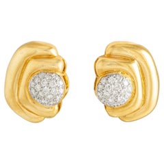 Vintage IGI Certified Gold Drop Earrings in Bracket Design with 1ct Diamond Centre
