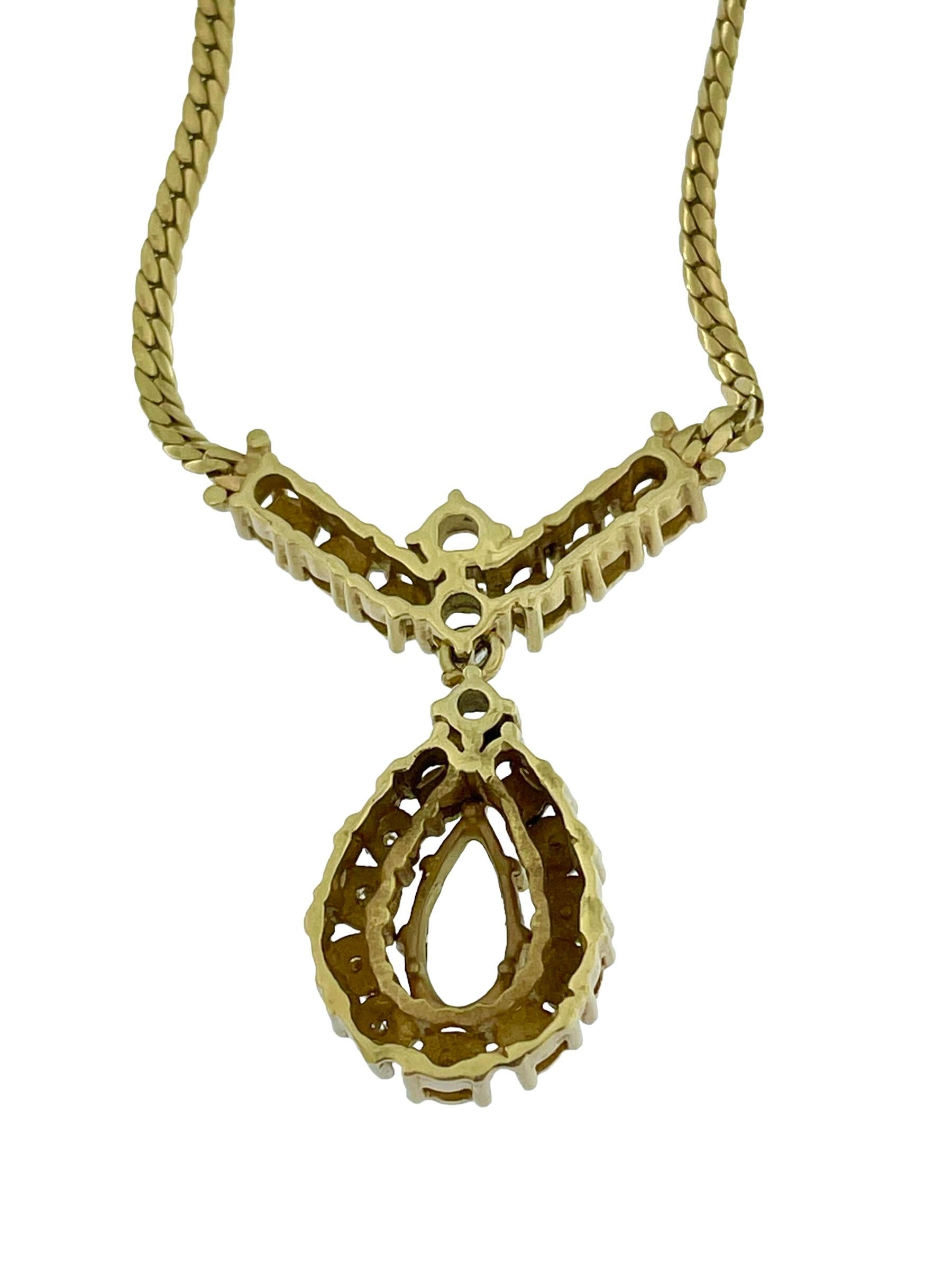 Women's IGI Certified Gold Necklace with Diamonds and Aquamarines For Sale