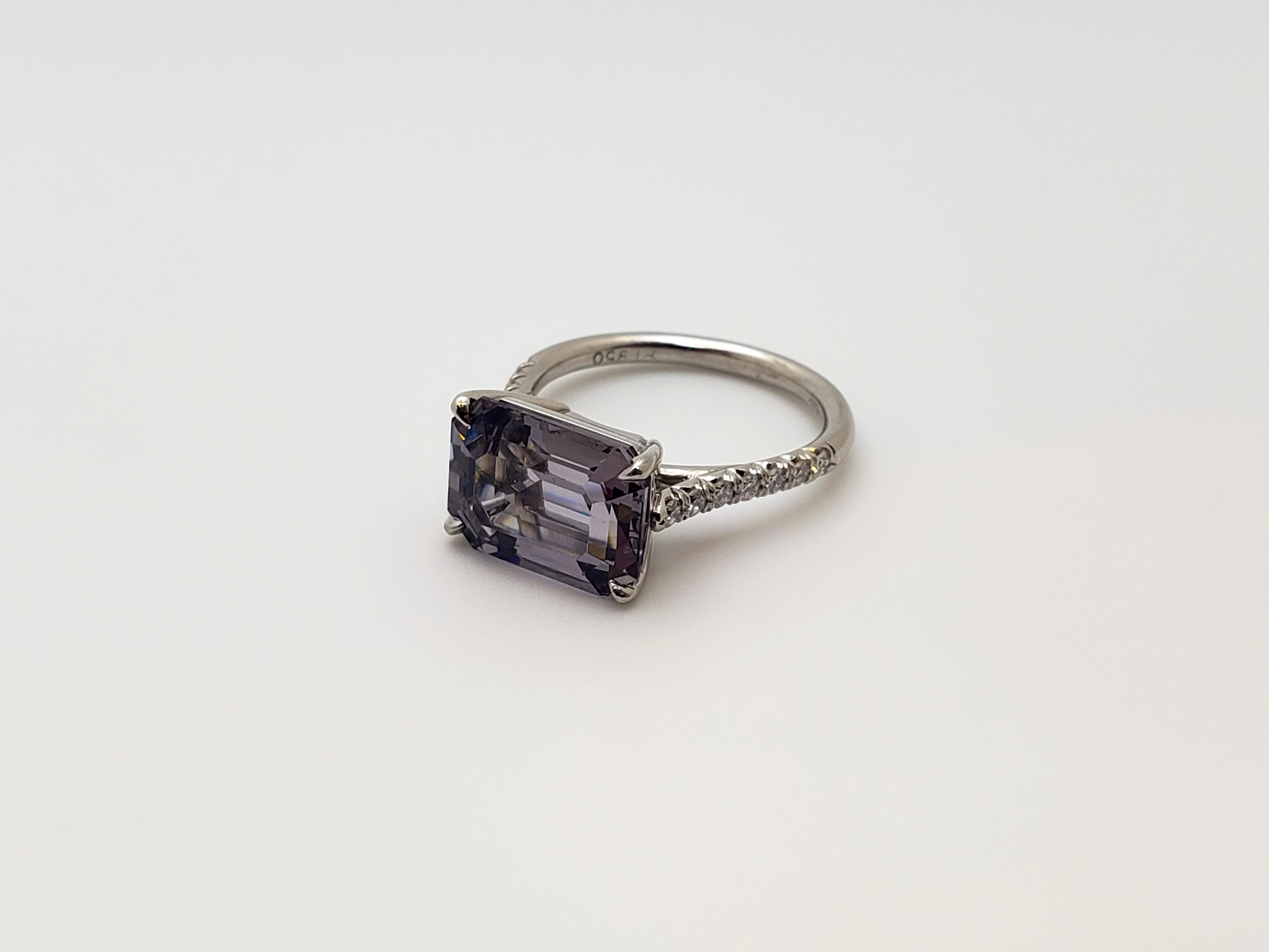 IGI Certified Irina Ferry Violet Spinel Diamond Platinum Designer Ring For Sale 6