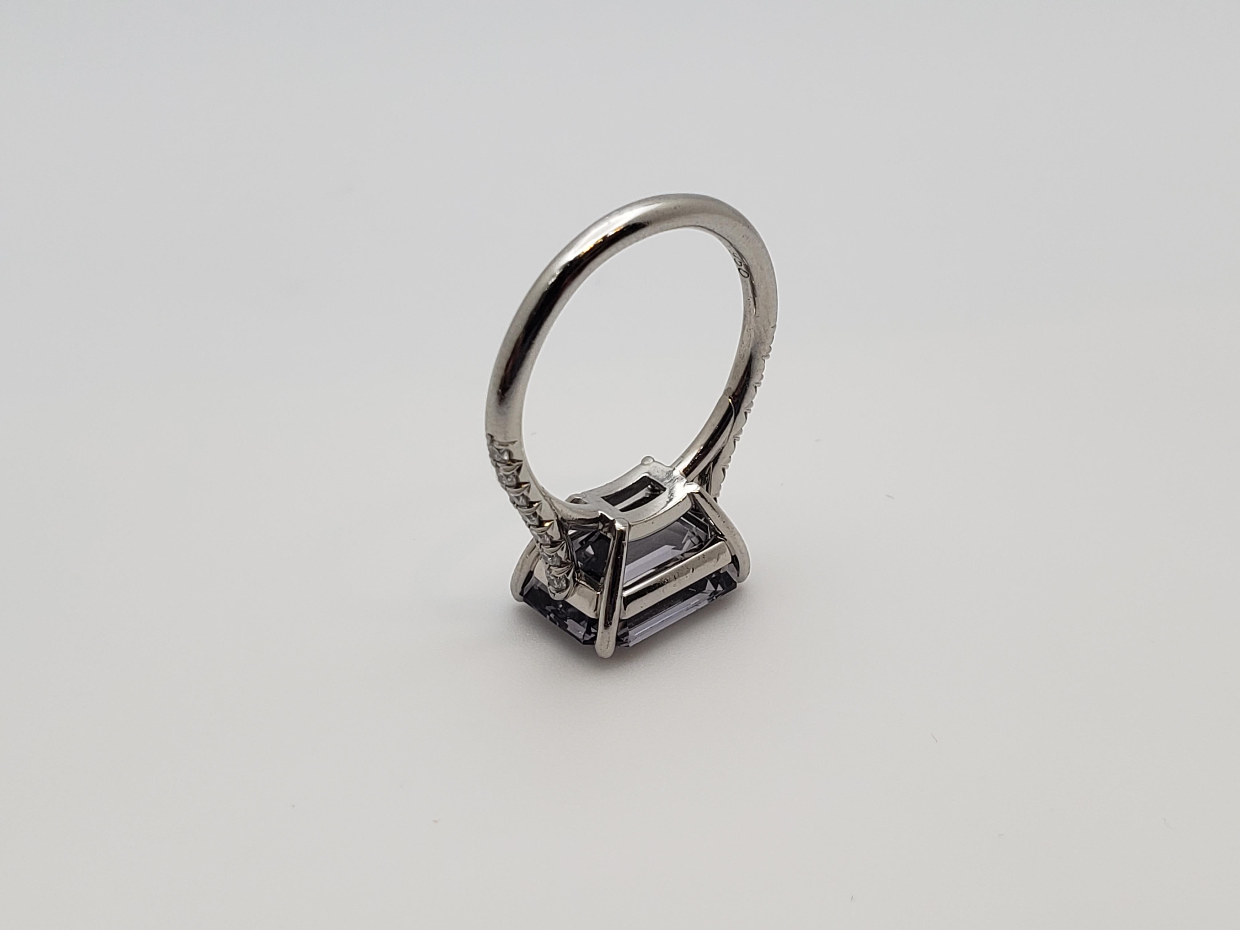 IGI Certified Irina Ferry Violet Spinel Diamond Platinum Designer Ring For Sale 7