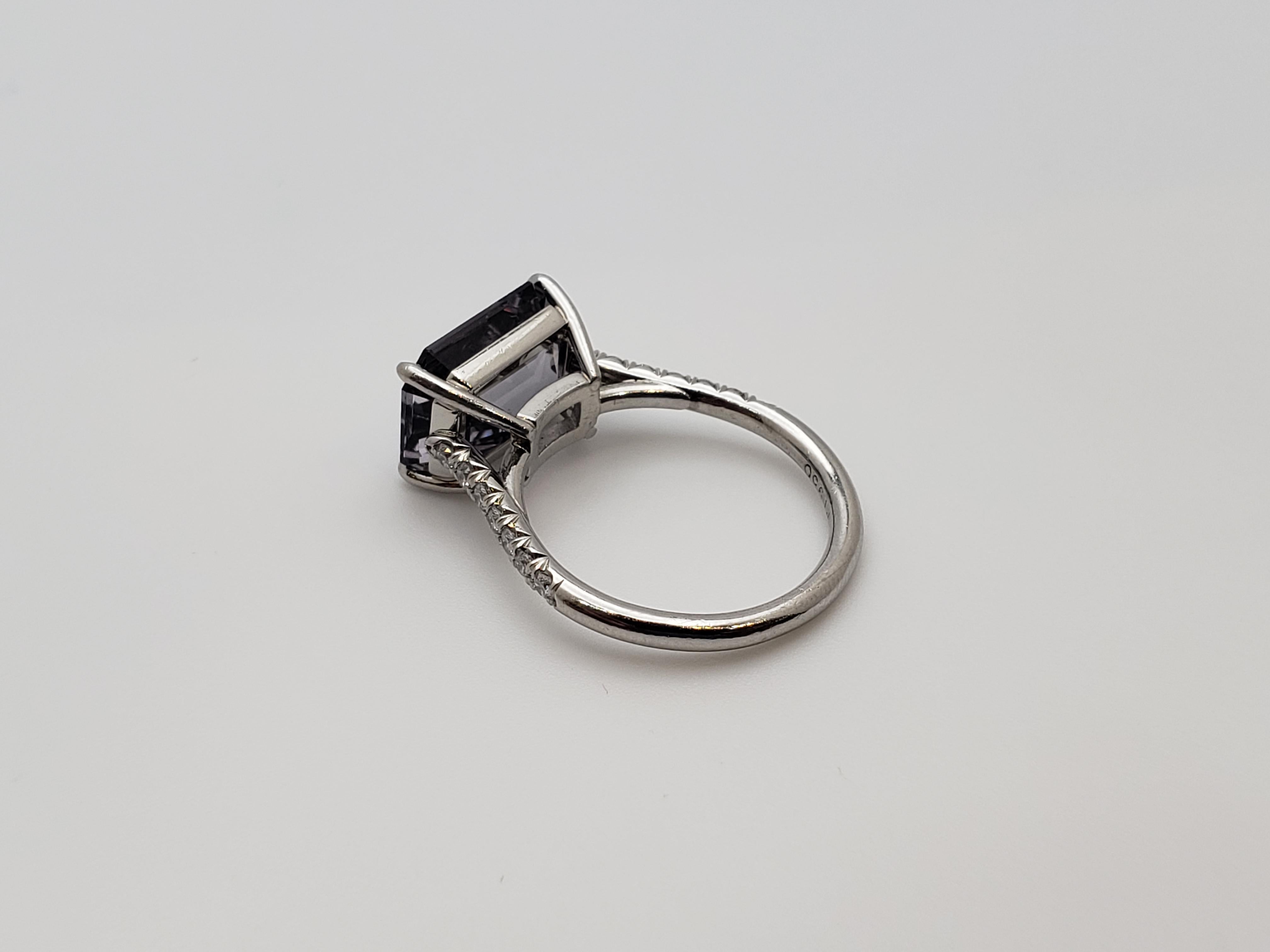 IGI Certified Irina Ferry Violet Spinel Diamond Platinum Designer Ring For Sale 8