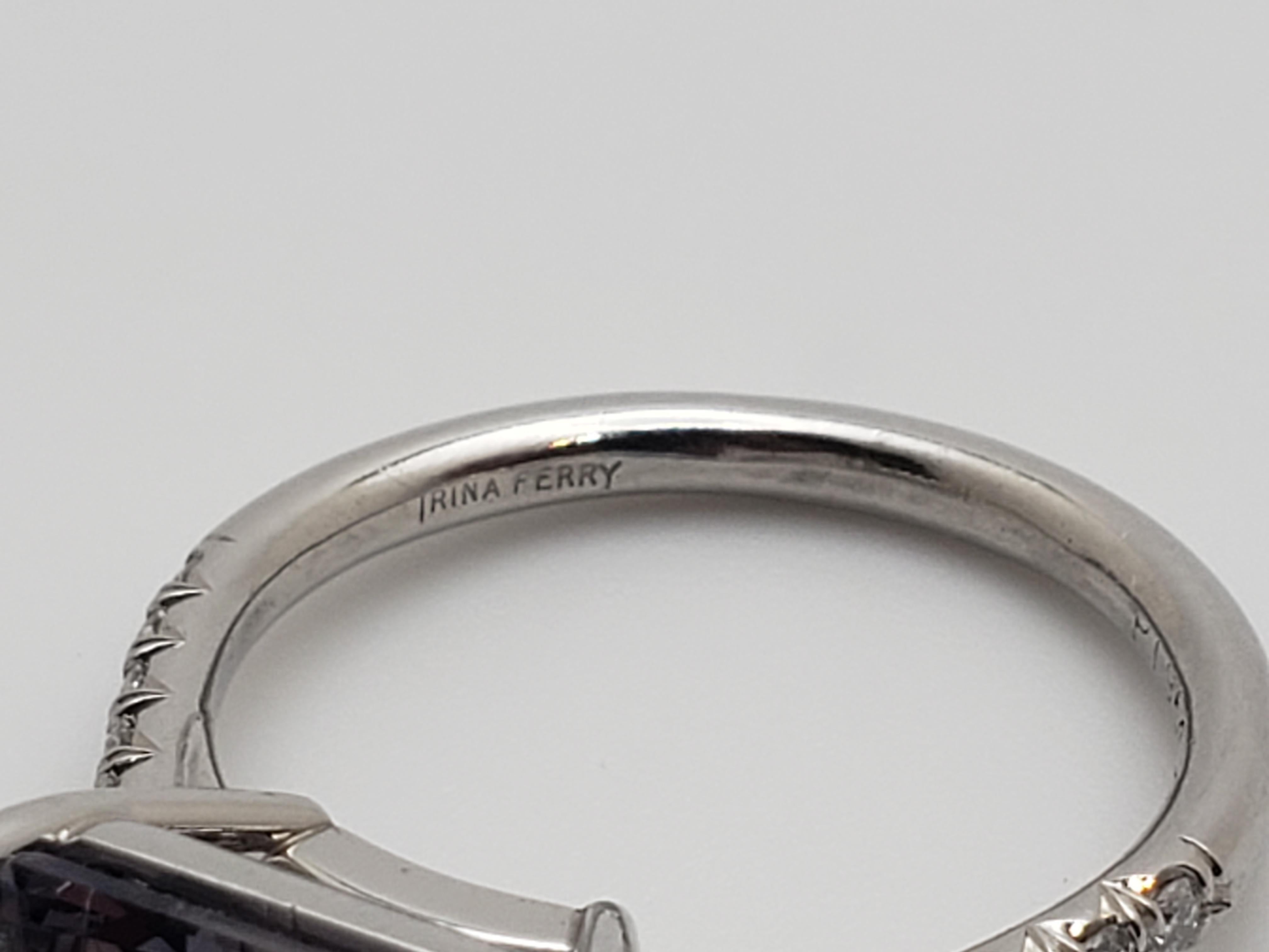 IGI Certified Irina Ferry Violet Spinel Diamond Platinum Designer Ring For Sale 11