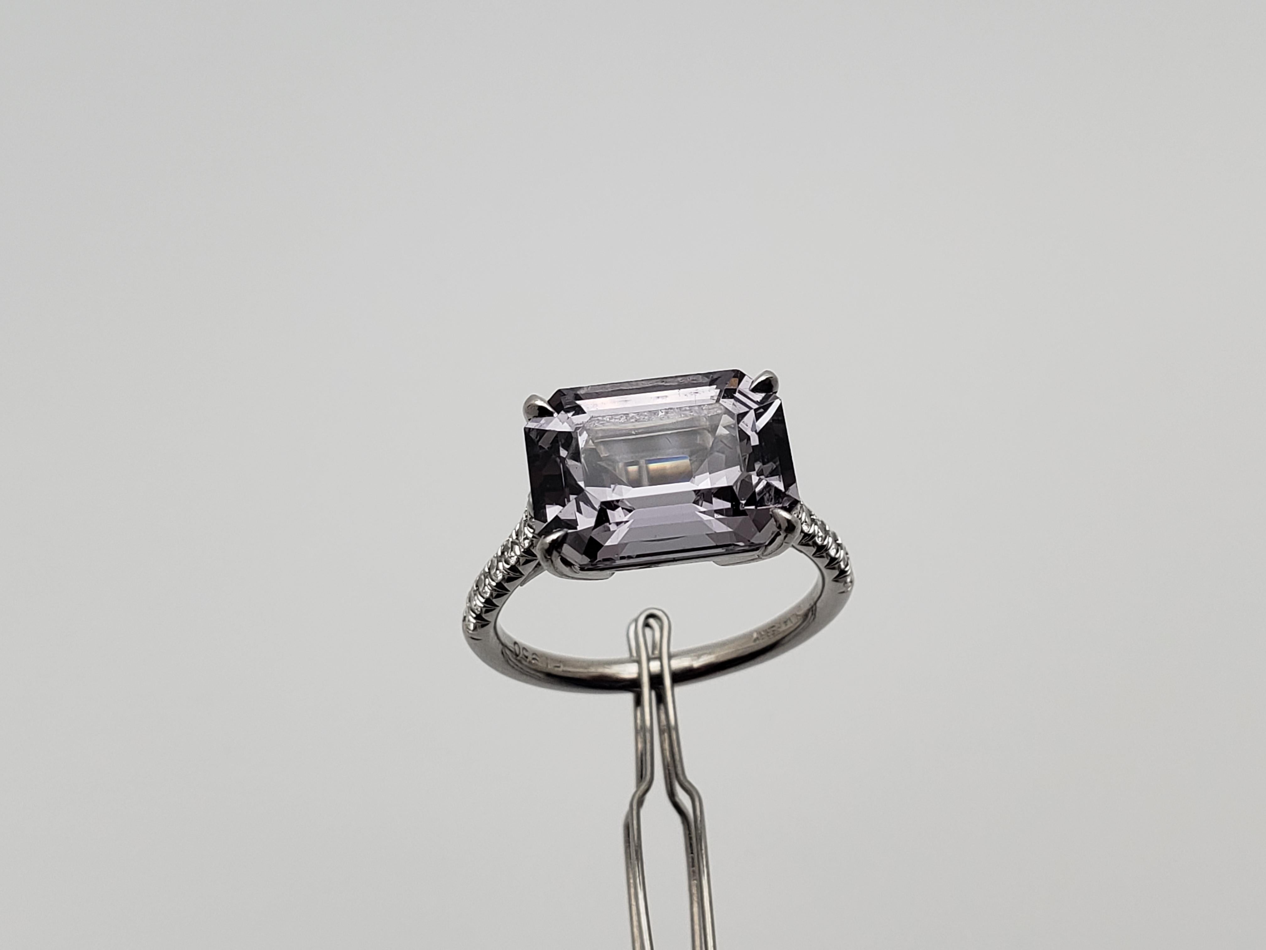 Women's or Men's IGI Certified Irina Ferry Violet Spinel Diamond Platinum Designer Ring For Sale