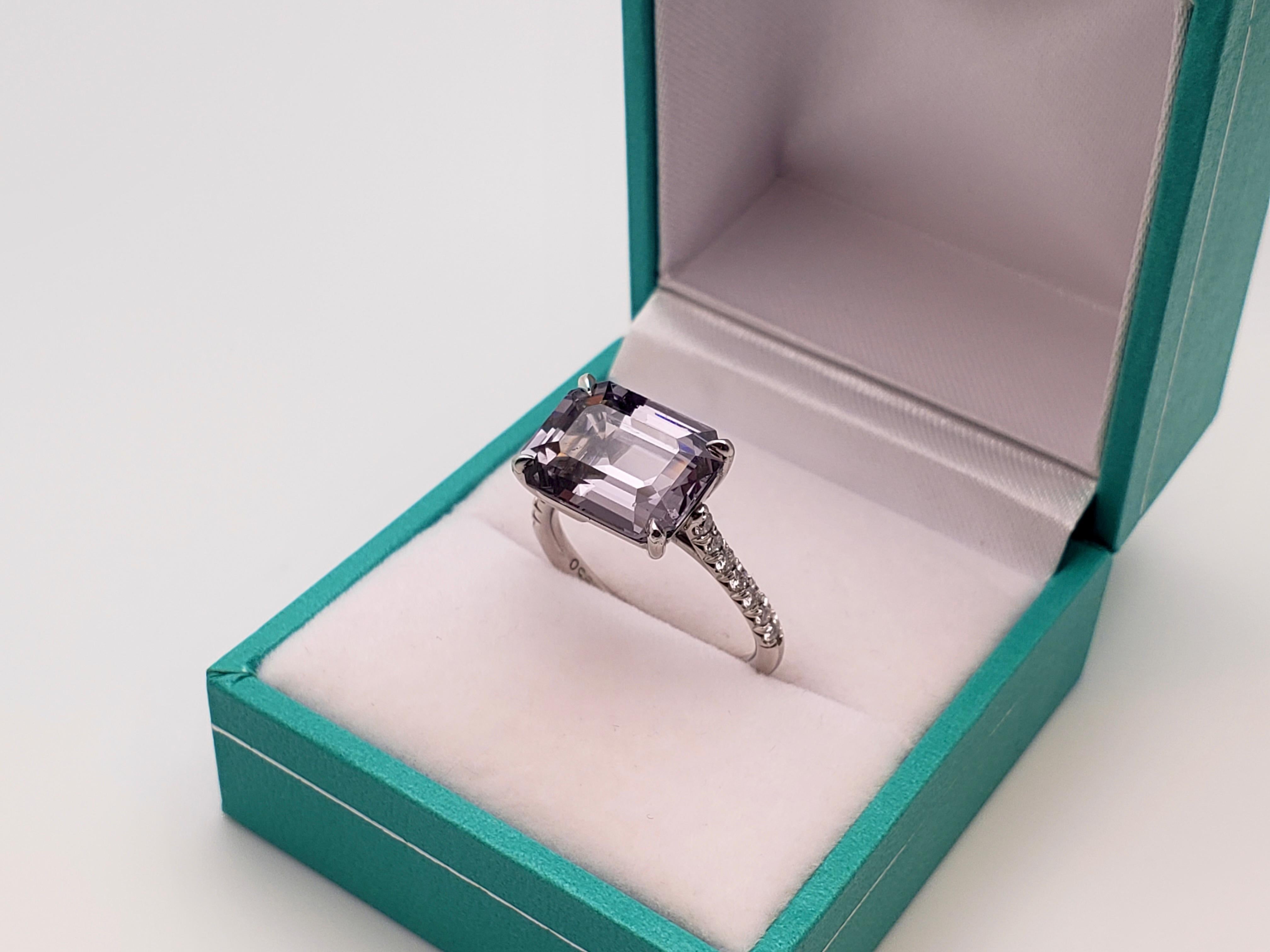 IGI Certified Irina Ferry Violet Spinel Diamond Platinum Designer Ring For Sale 1