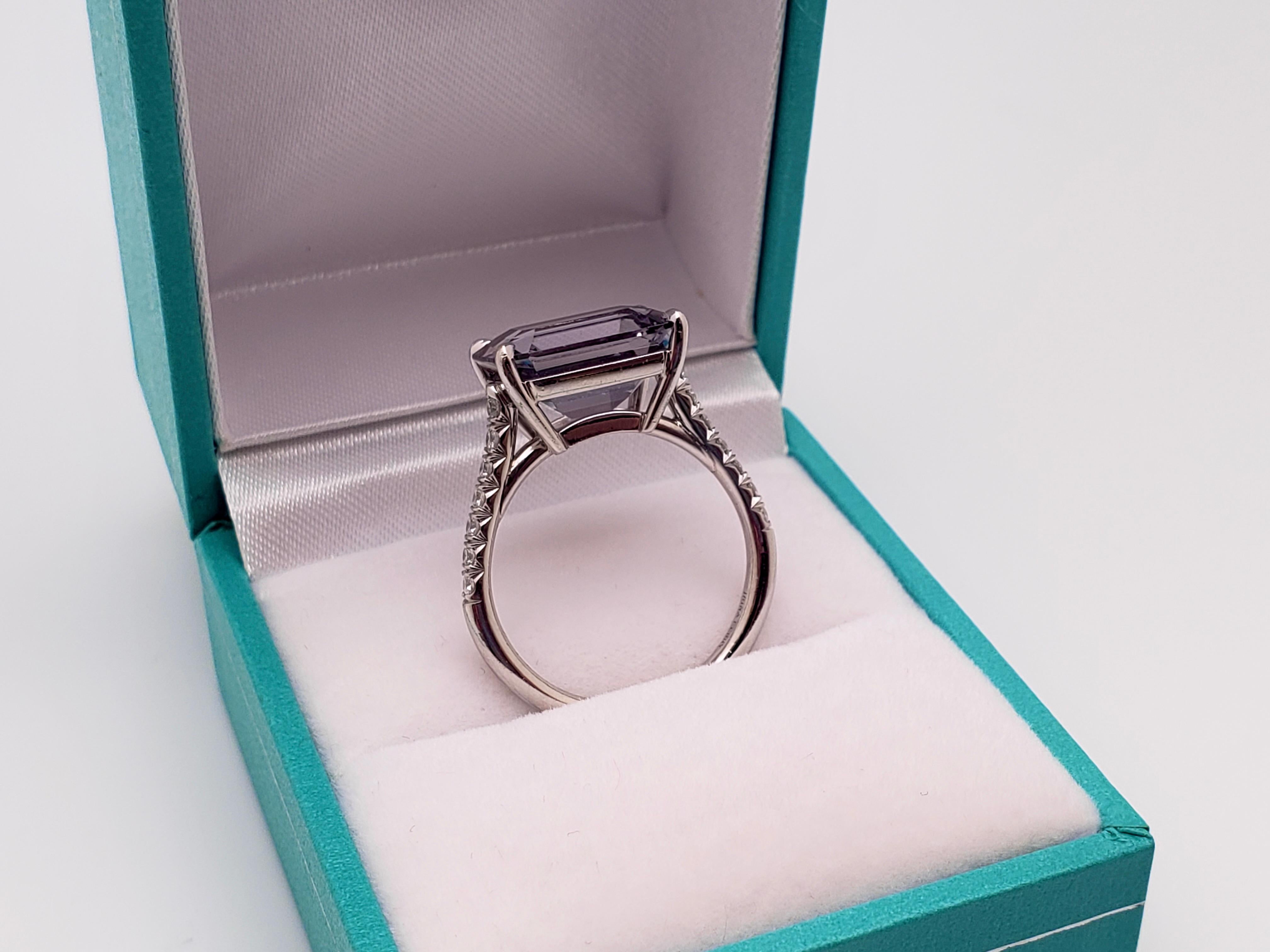 IGI Certified Irina Ferry Violet Spinel Diamond Platinum Designer Ring For Sale 2