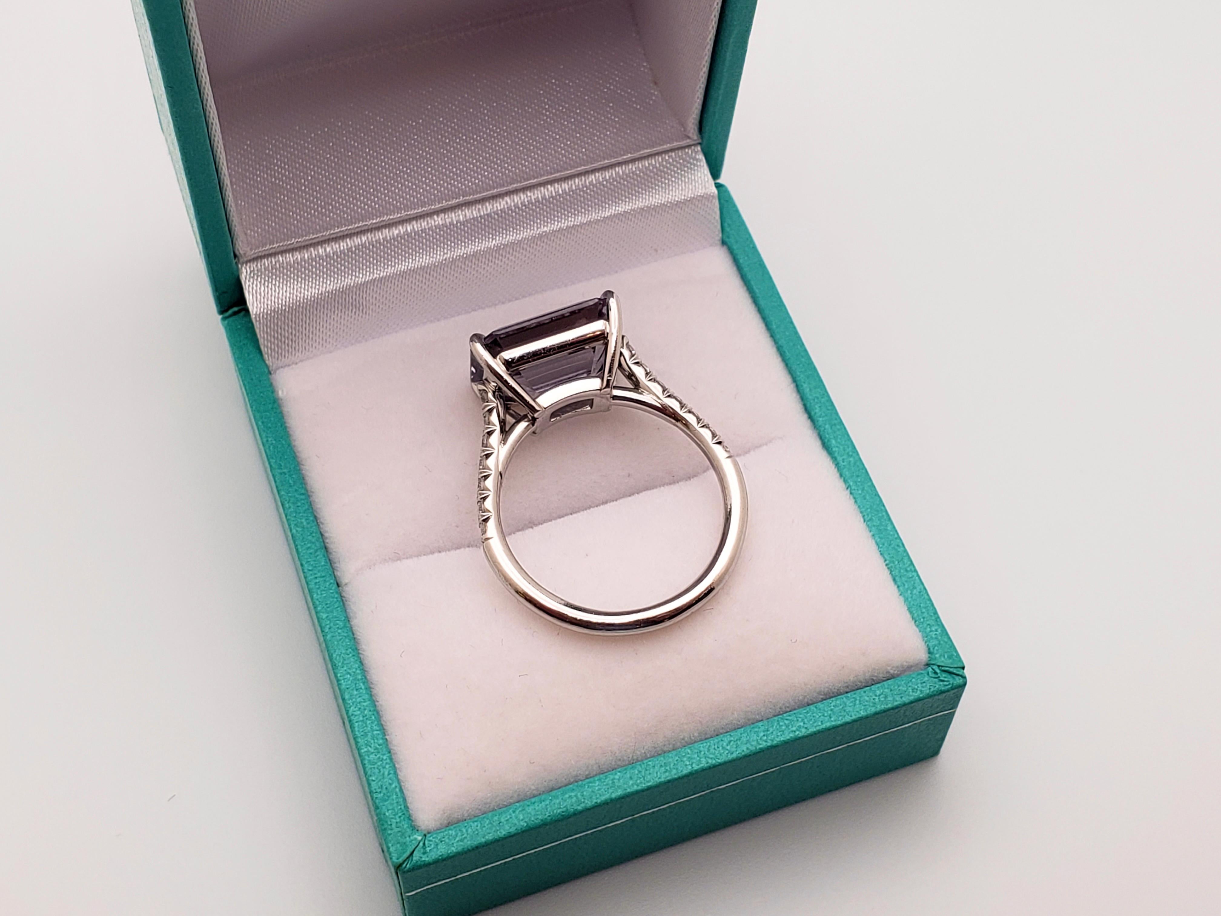 IGI Certified Irina Ferry Violet Spinel Diamond Platinum Designer Ring For Sale 3