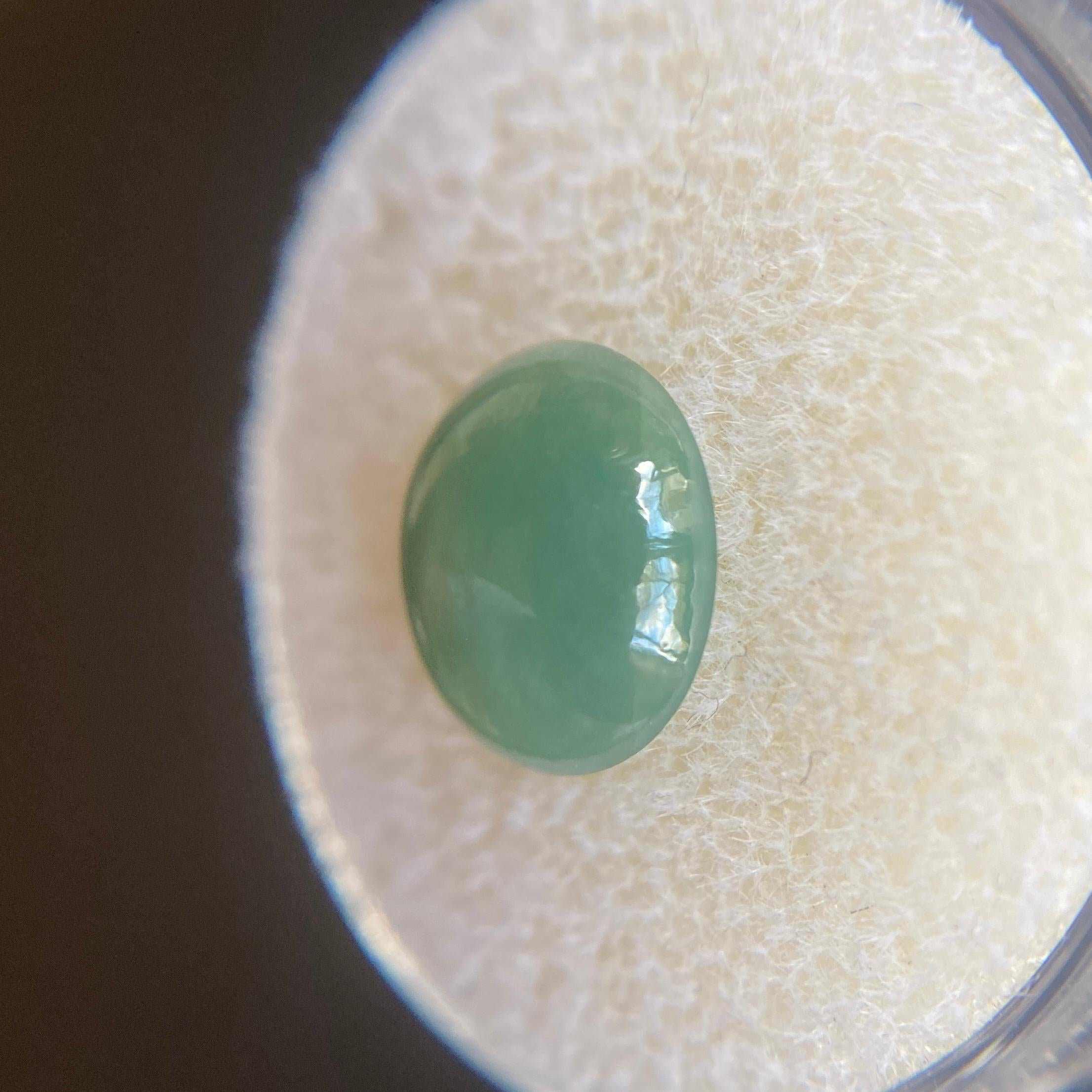 IGI Certified Jadeite Jade ‘A’ Grade 3.41ct Green Oval Cabochon Rare Loose Gem 1