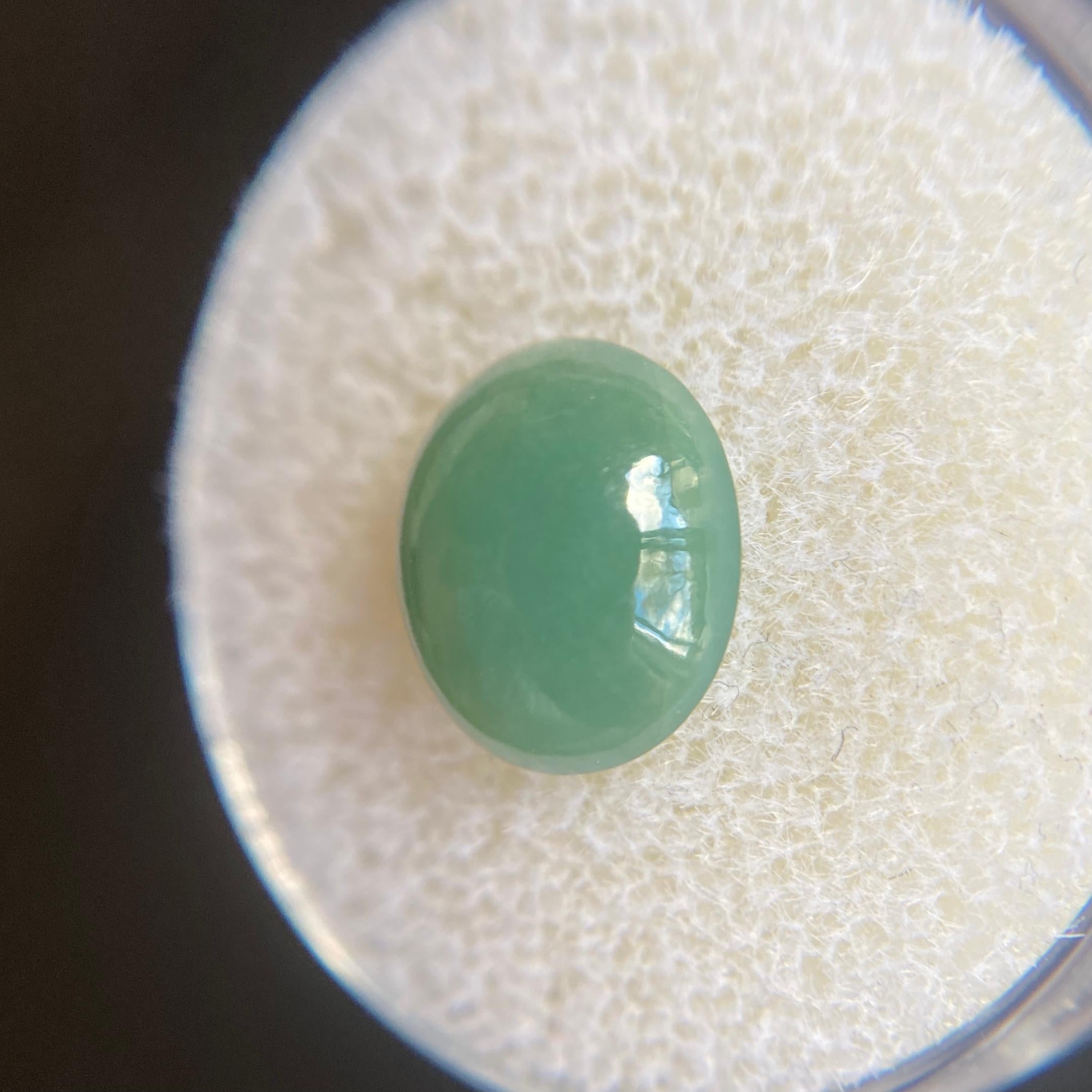 IGI Certified Jadeite Jade ‘A’ Grade 3.41ct Green Oval Cabochon Rare Loose Gem 2