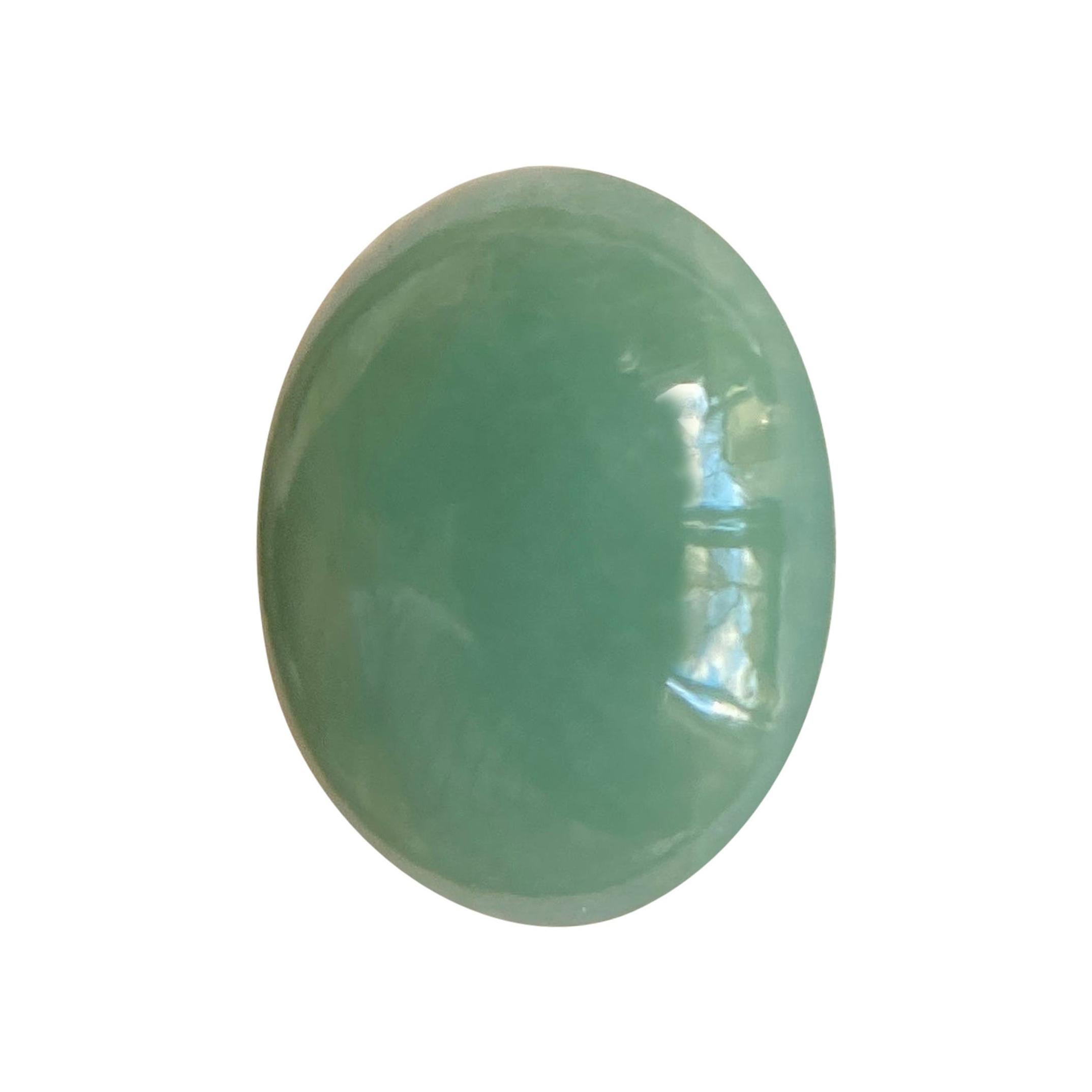 IGI Certified Jadeite Jade ‘A’ Grade 3.41ct Green Oval Cabochon Rare Loose Gem