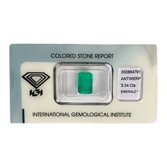 IGI Certified Loose Colombian Emerald 3.34 Carat Emerald Cut Deep Green Gem