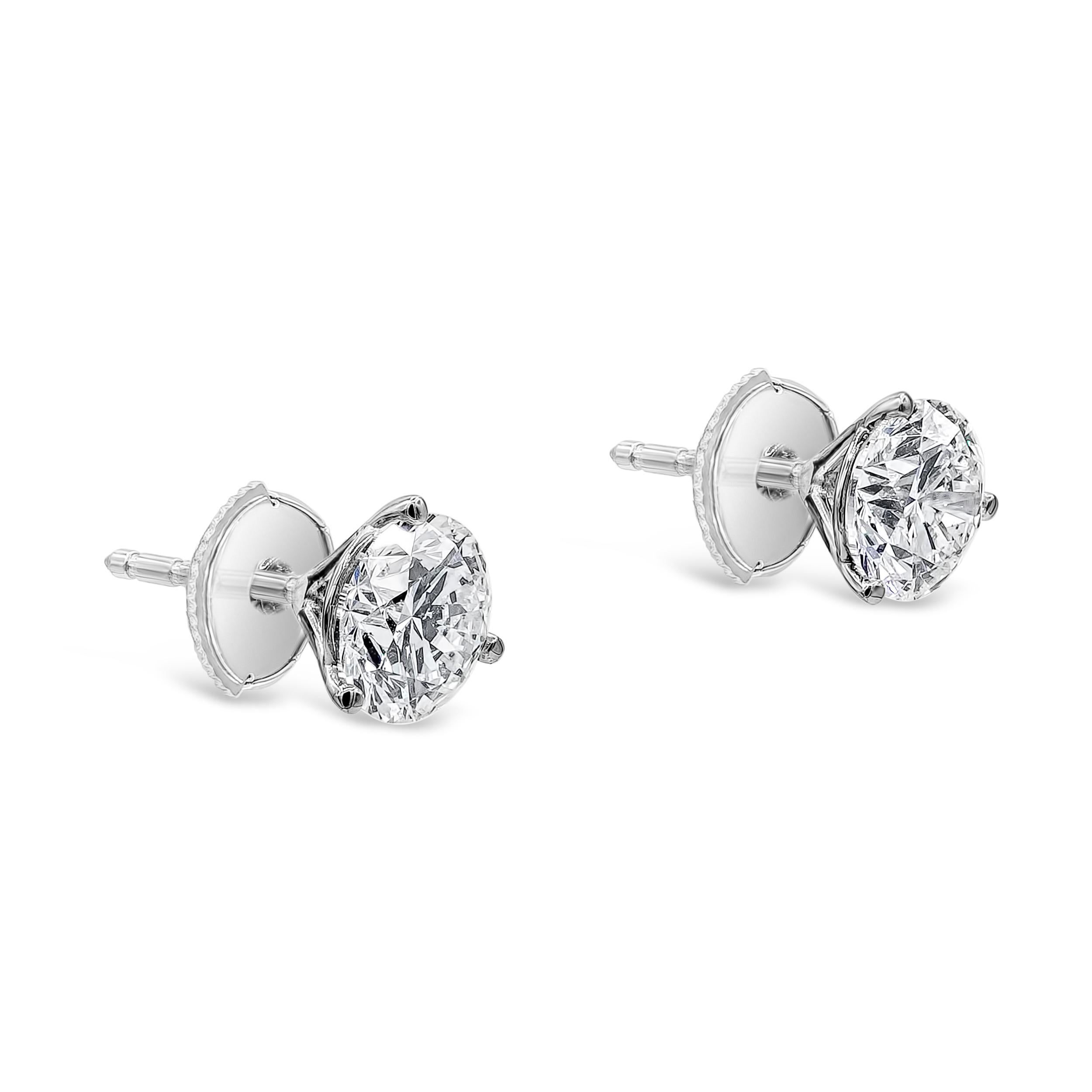 Contemporary Roman Malakov, IGI Certified Martini Set Round Diamond Three-Prong Stud Earrings