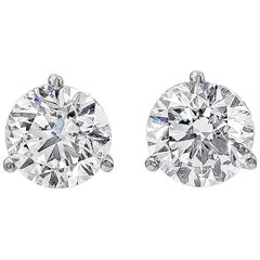 Roman Malakov, IGI Certified Martini Set Round Diamond Three-Prong Stud Earrings