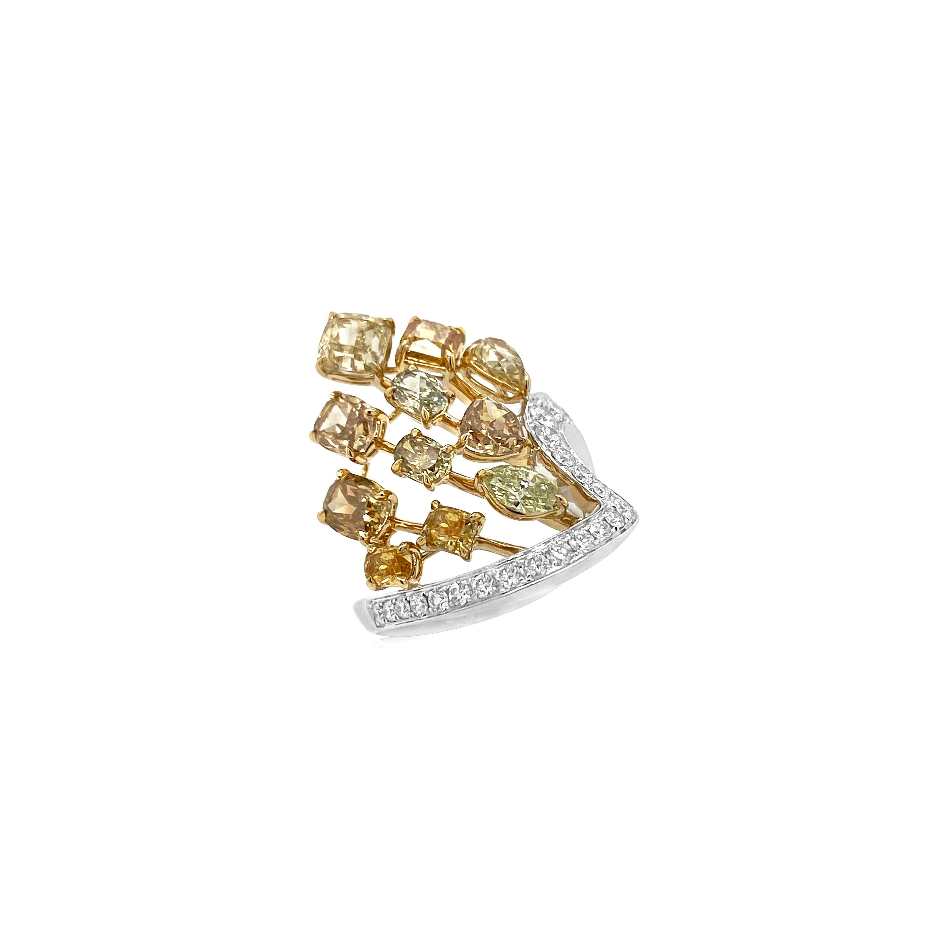 Contemporary IGI Certified Multi-Coloured Natural Fancy Diamond Ring  For Sale
