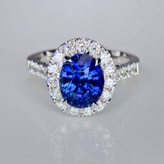 IGI-zertifizierter natürlicher Kaschmirblauer Saphir und VVS-Diamantring