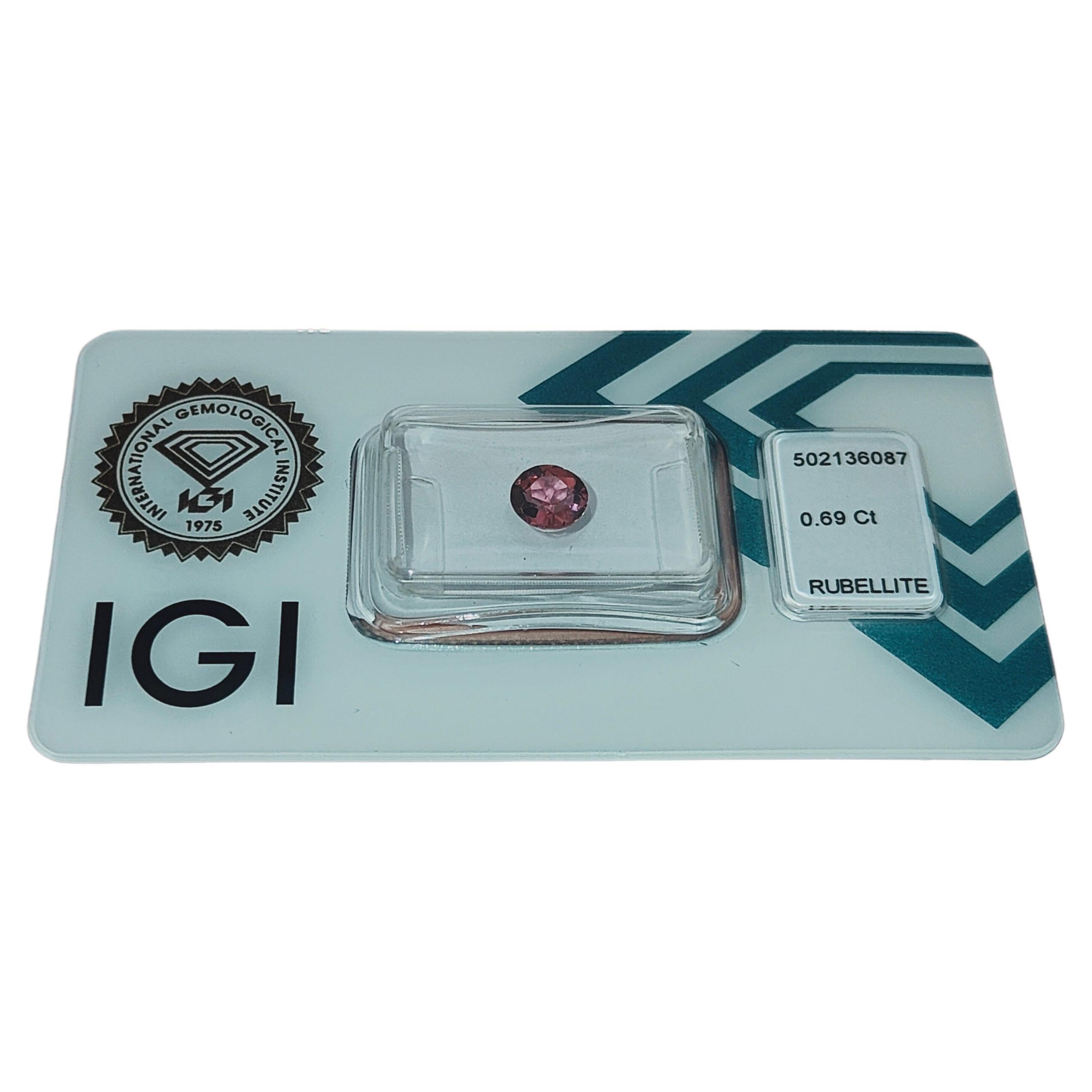 IGI Certified Natural Purplish Pink Rubellite Tourmaline 0.69 Carat Gemstone For Sale