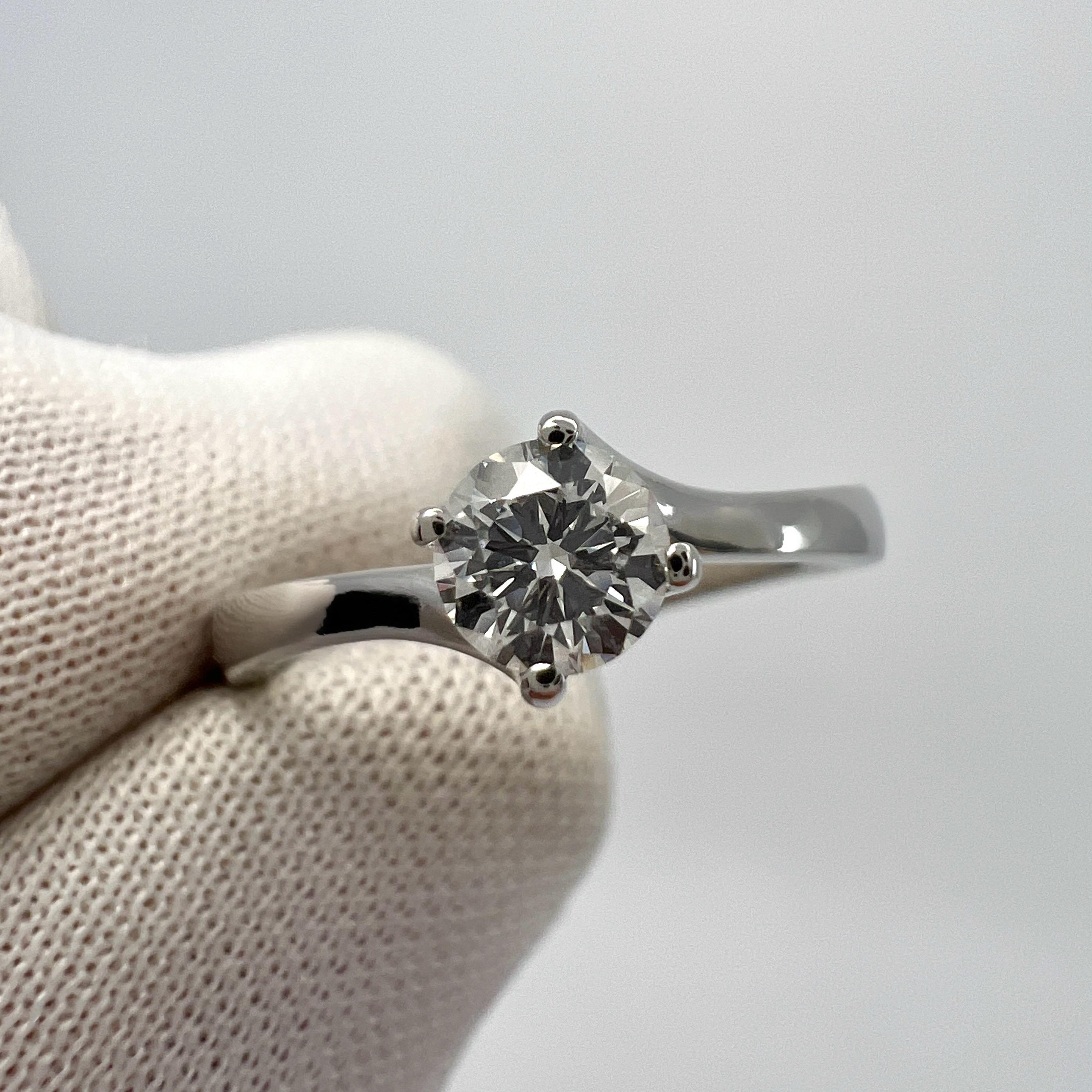 Femenino o masculino IGI Certificado Diamante Natural Redondo D Flawless Anillo Solitario de Platino 950 en venta