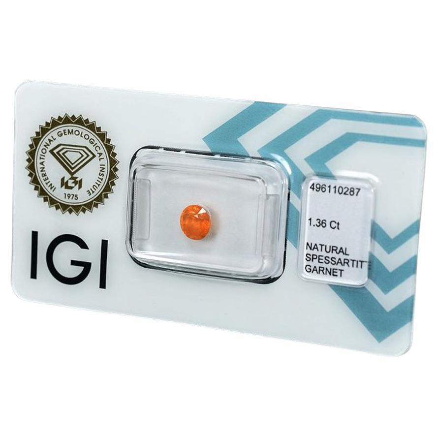 IGI Certified Natural Spessartite 'Mandarin' 1.36 Carat Gemstone For Sale
