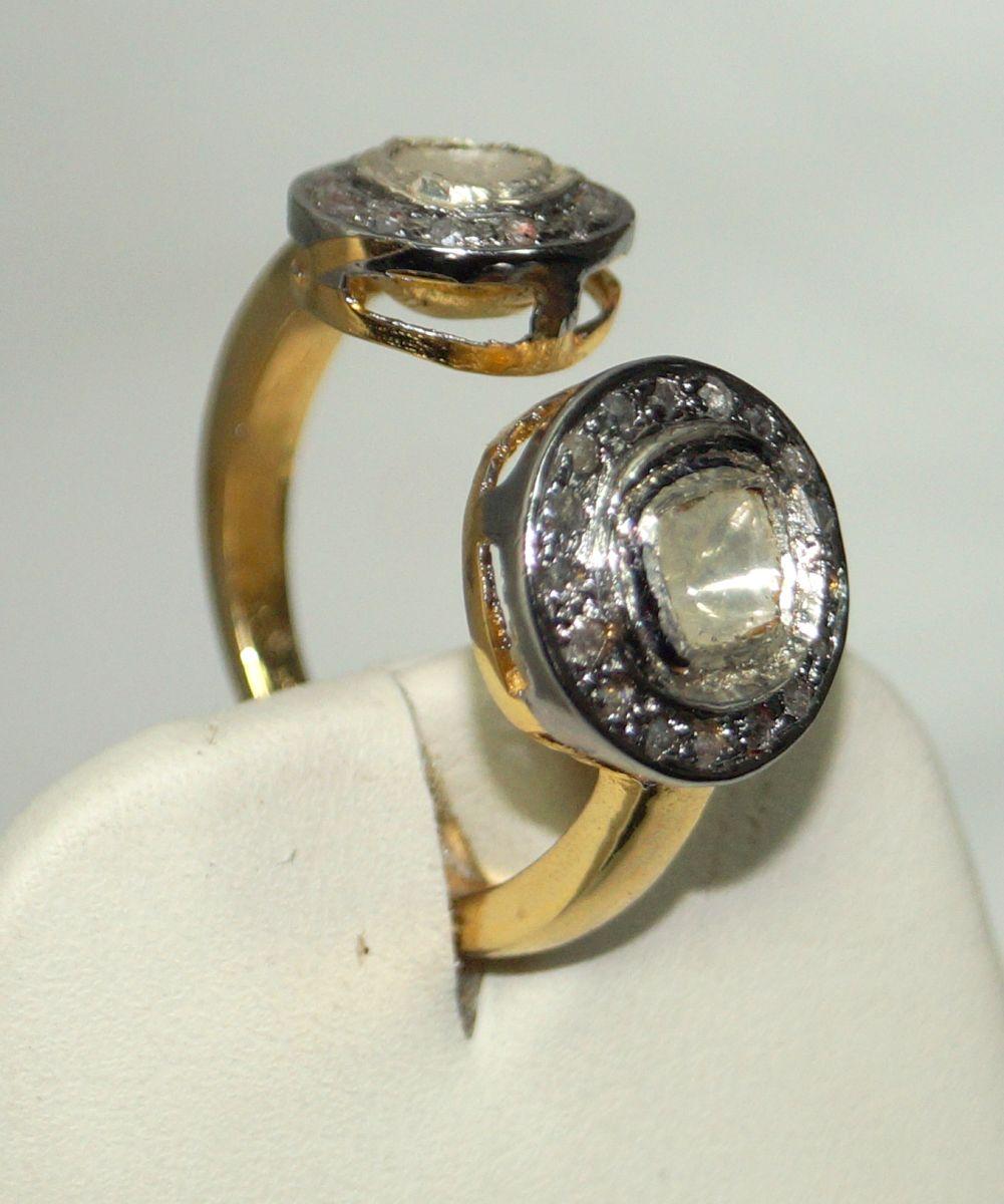 IGI Certified Natural uncut rose cut Diamond sterling silver eternity band Ring en vente 4