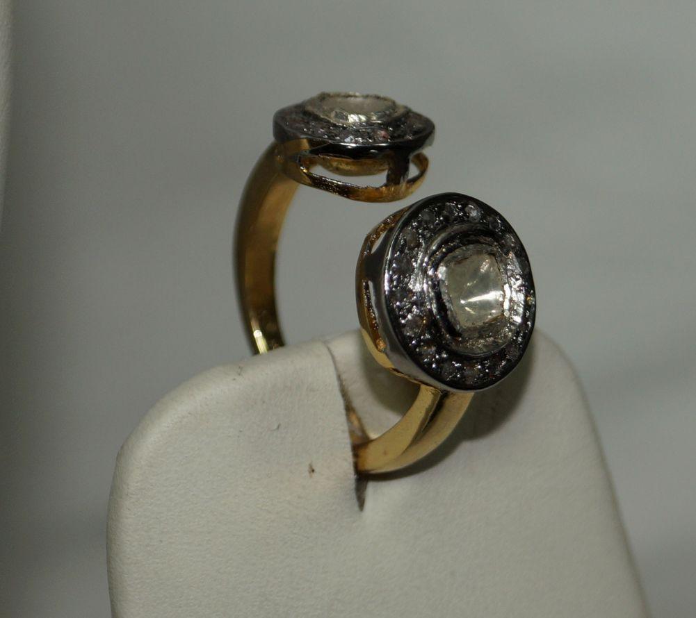 IGI Certified Natural uncut rose cut Diamond sterling silver eternity band Ring en vente 5