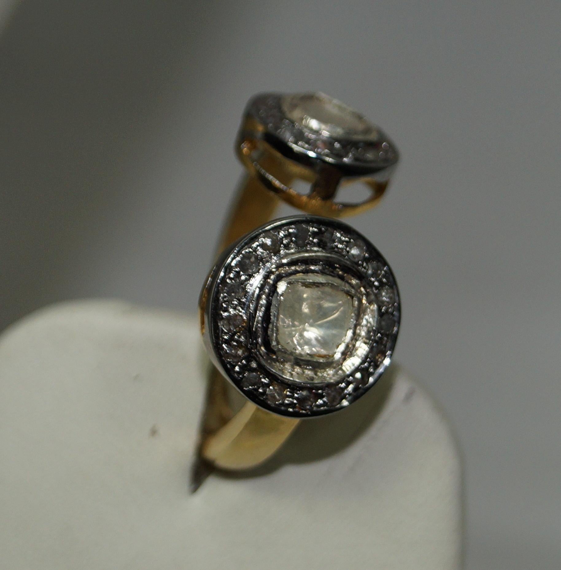 IGI Certified Natural uncut rose cut Diamond sterling silver eternity band Ring en vente 6