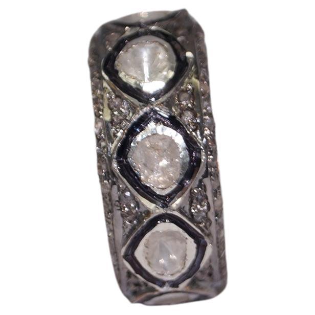 -Diamond type- Natural rose cut, natural uncut diamond

-Diamond color- white with a tint of grey

-Diamond weight- 2.65ctw

-Metal- 925 Sterling silver

Metal color- oxidized silver and yellow gold plated
