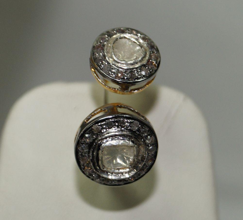 IGI Certified Natural uncut rose cut Diamond sterling silver eternity band Ring en vente 3