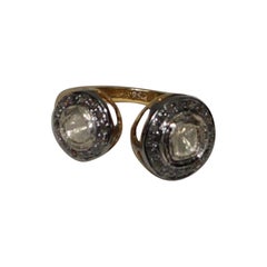 IGI Certified Natural uncut rose cut Diamond sterling silver eternity band Ring