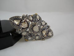 IGI Certified Natural uncut rose cut Diamond sterling silver Statement Ring