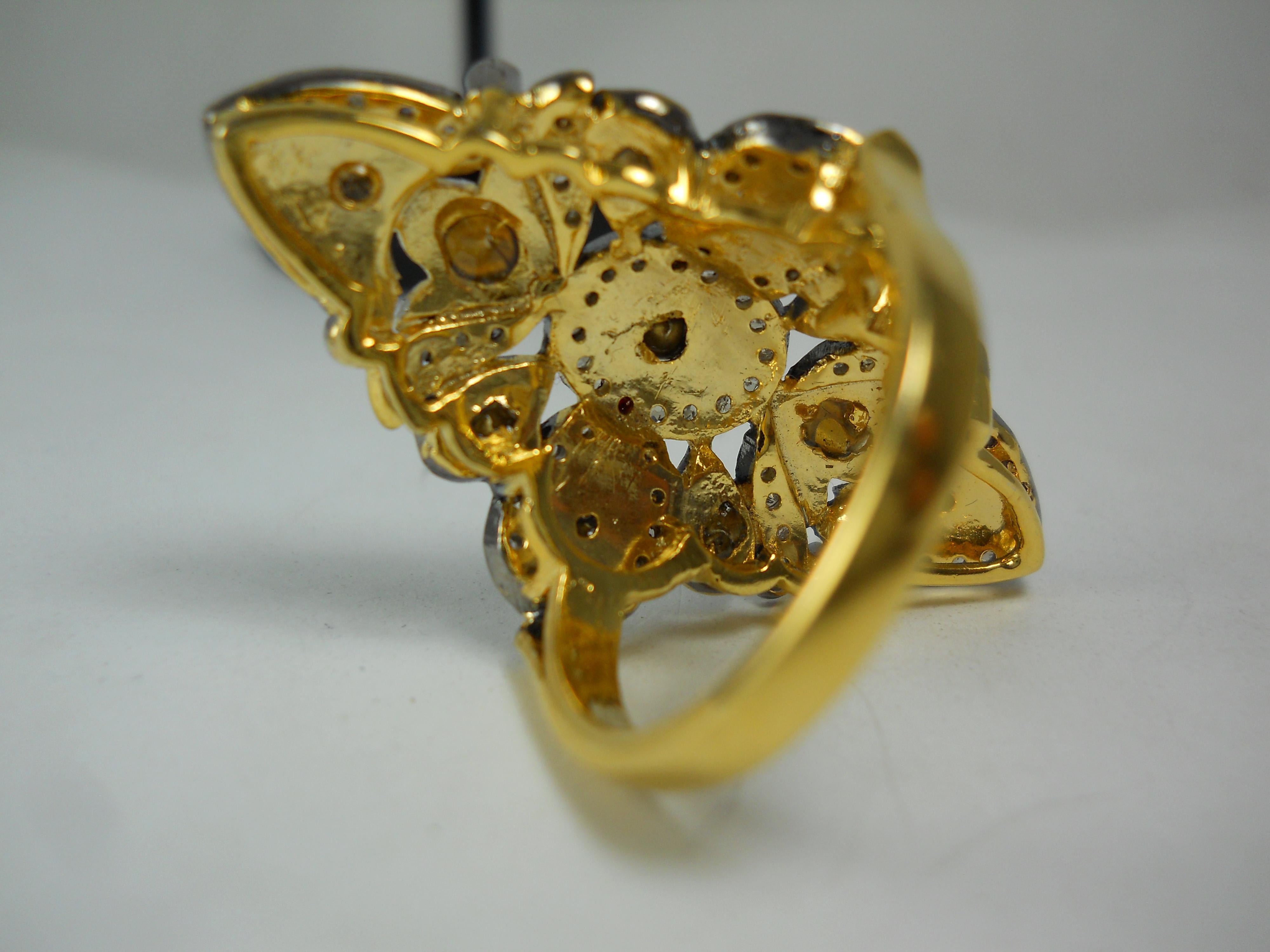 IGI Certified Natural uncut rose cut Diamond sterling silver Statement Ring (Bague de déclaration en argent sterling) Pour femmes en vente