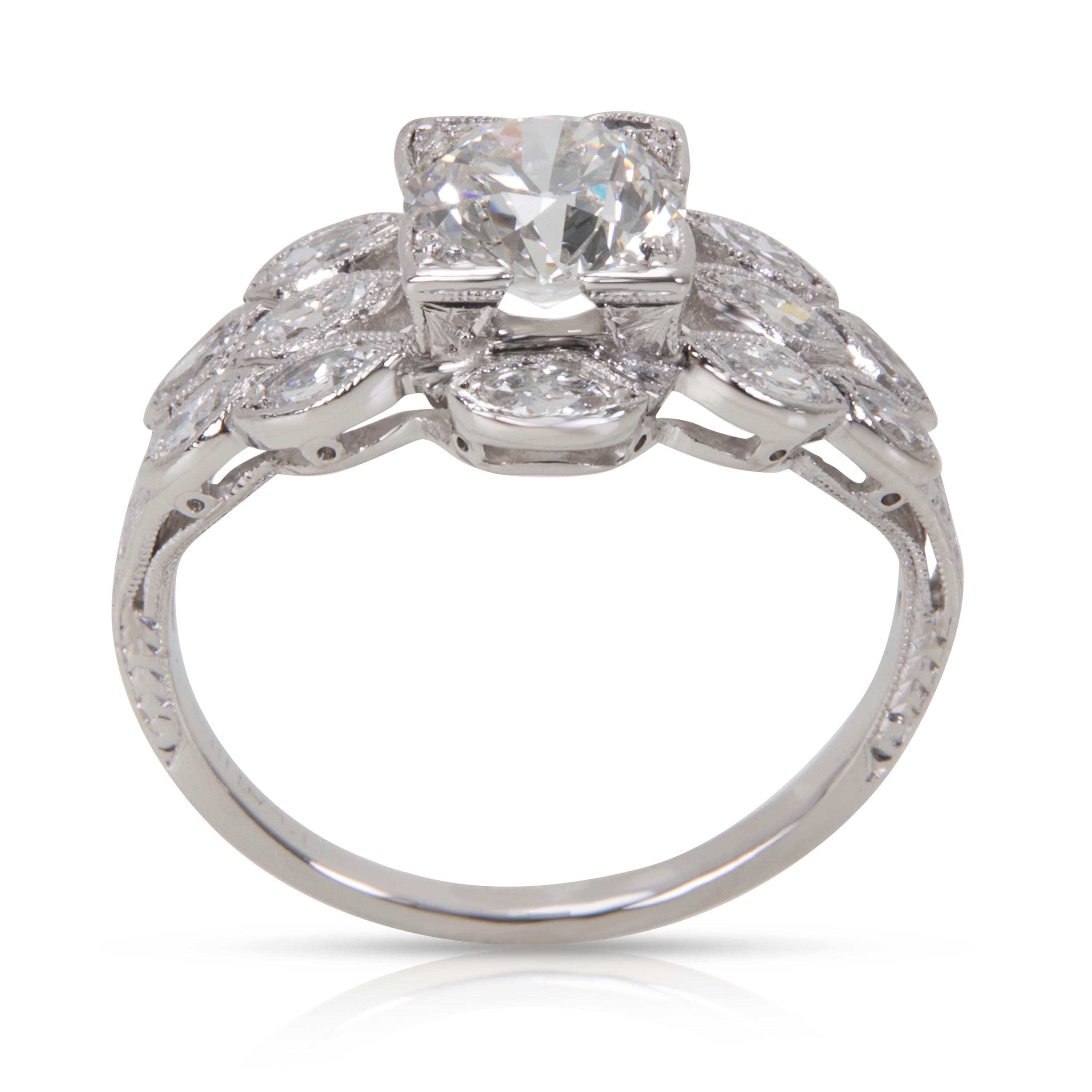 Round Cut IGI Certified Old Euro Cut Diamond Engagement Ring in Platinum '1.50 Carat'