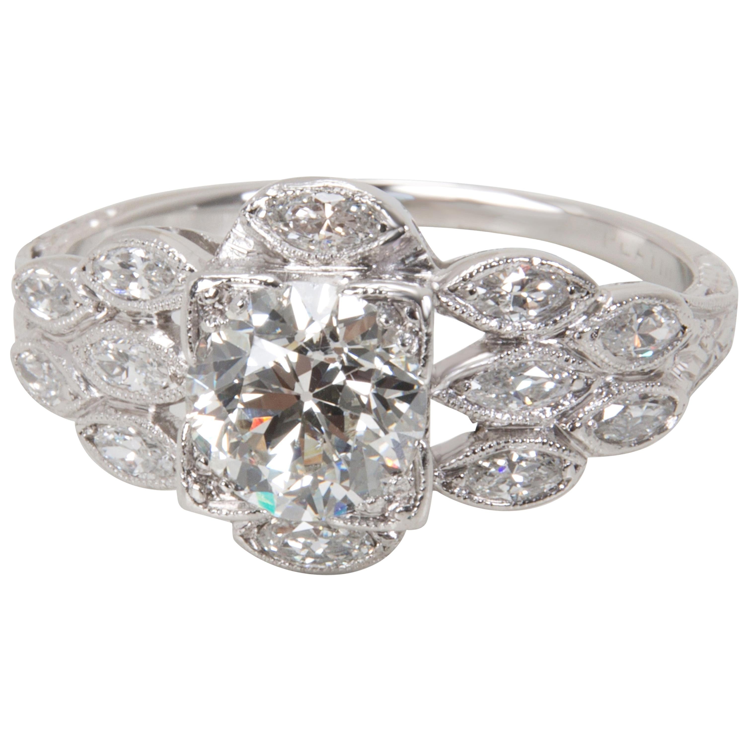 IGI Certified Old Euro Cut Diamond Engagement Ring in Platinum '1.50 Carat'