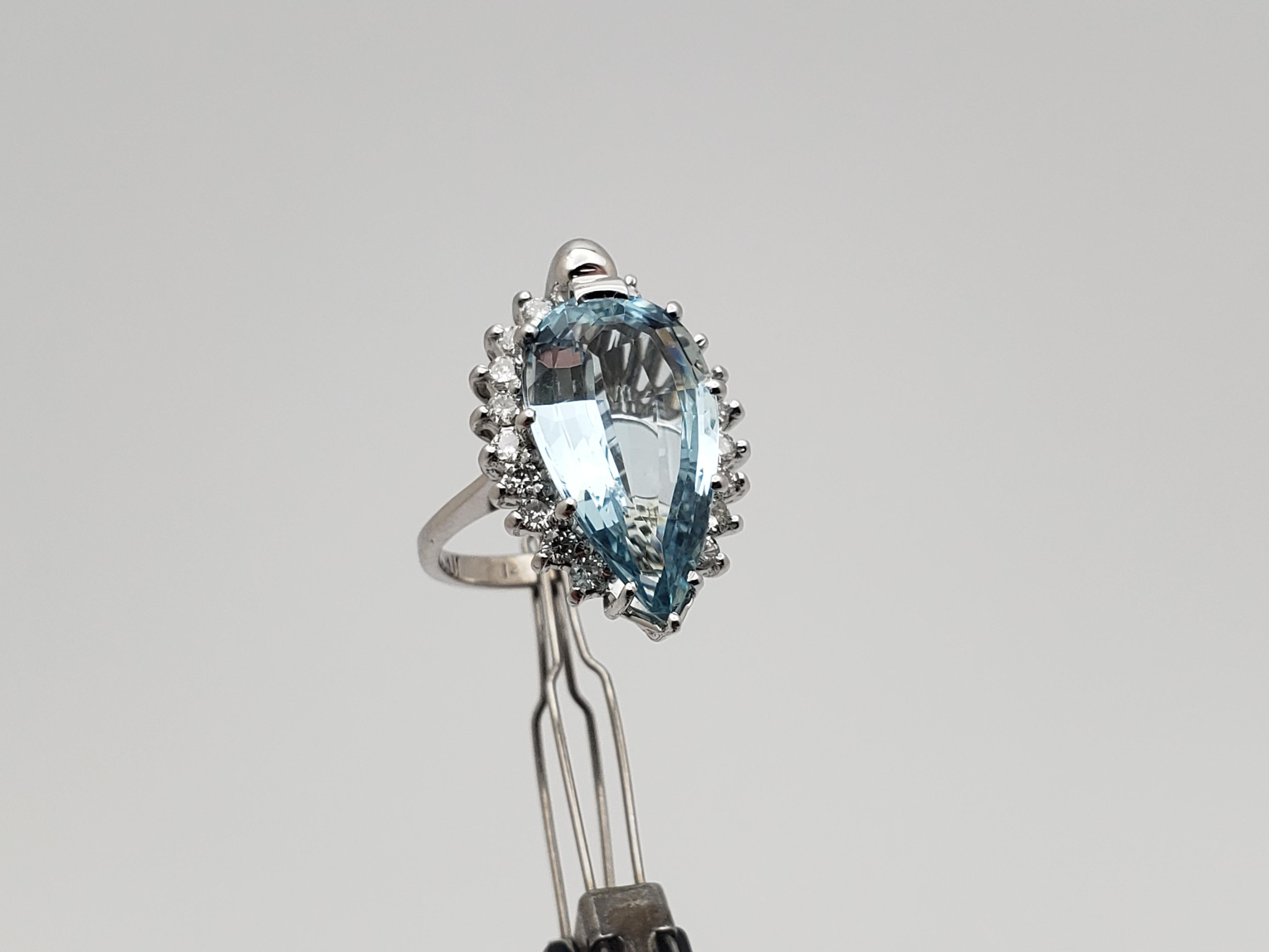 IGI zertifiziert Paolo Costagli 5,50 CT blau Aquamarin Diamant 14K Weißgold Ring im Angebot 6