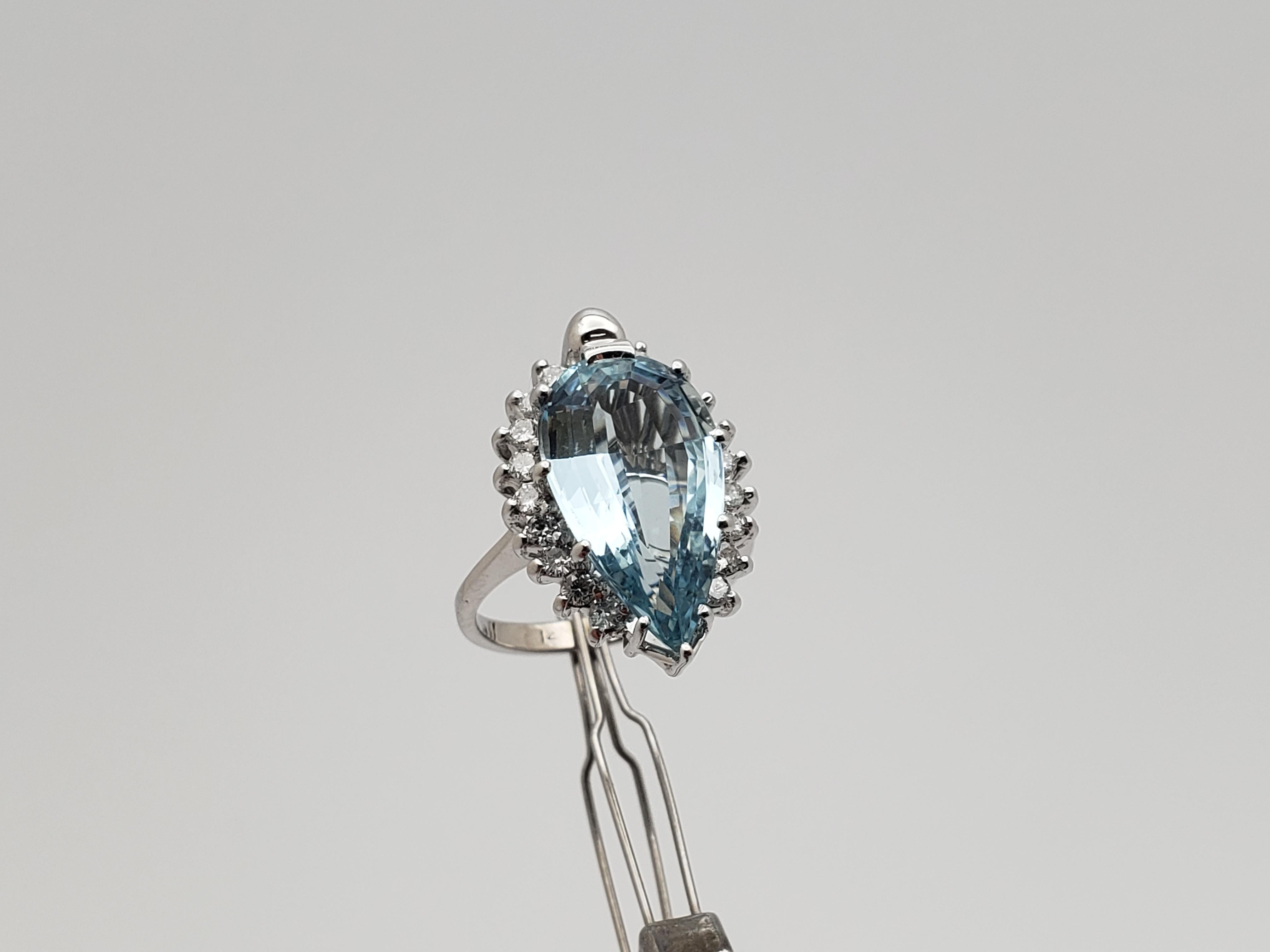 IGI zertifiziert Paolo Costagli 5,50 CT blau Aquamarin Diamant 14K Weißgold Ring im Angebot 7