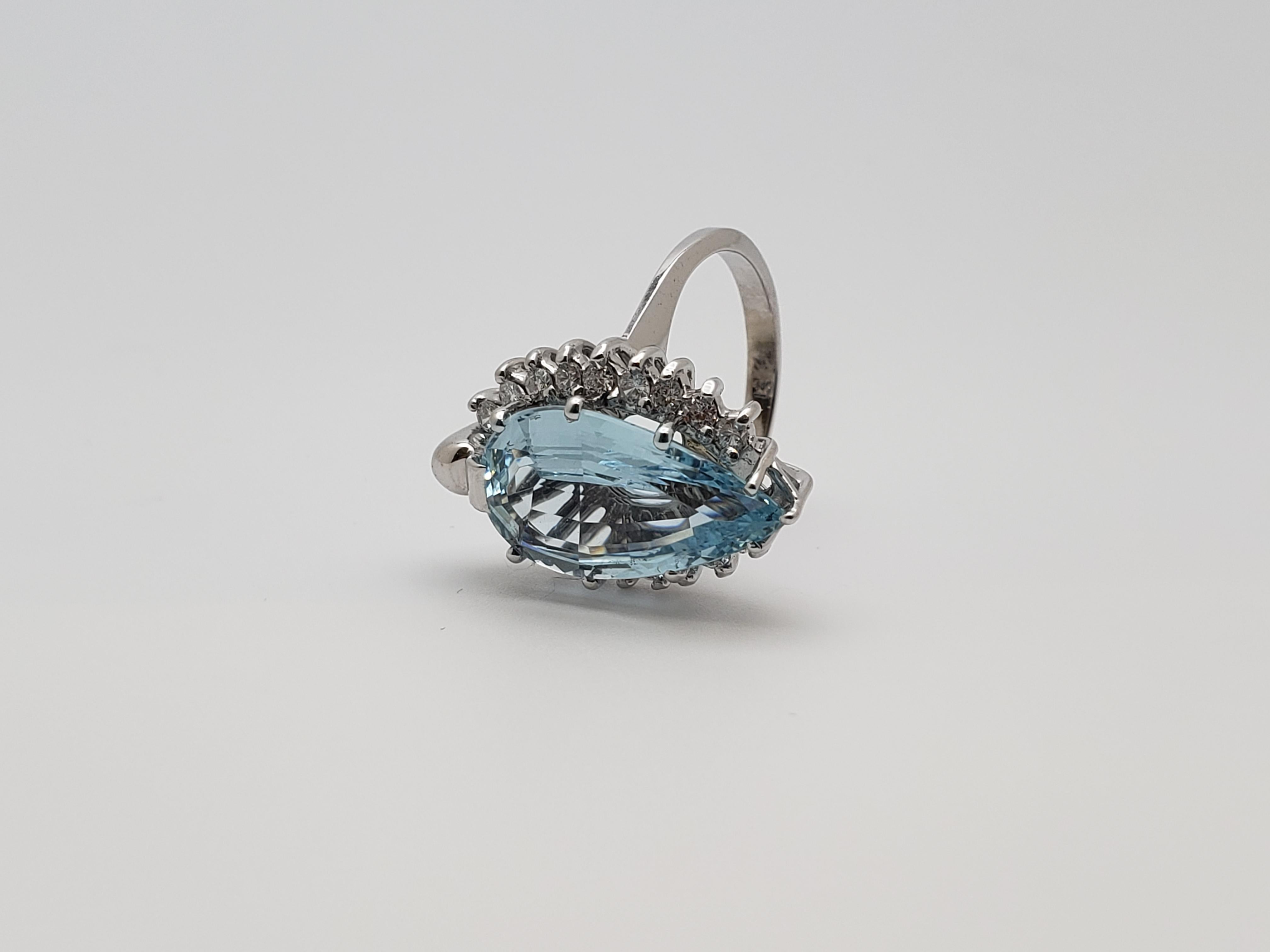 IGI zertifiziert Paolo Costagli 5,50 CT blau Aquamarin Diamant 14K Weißgold Ring im Angebot 9