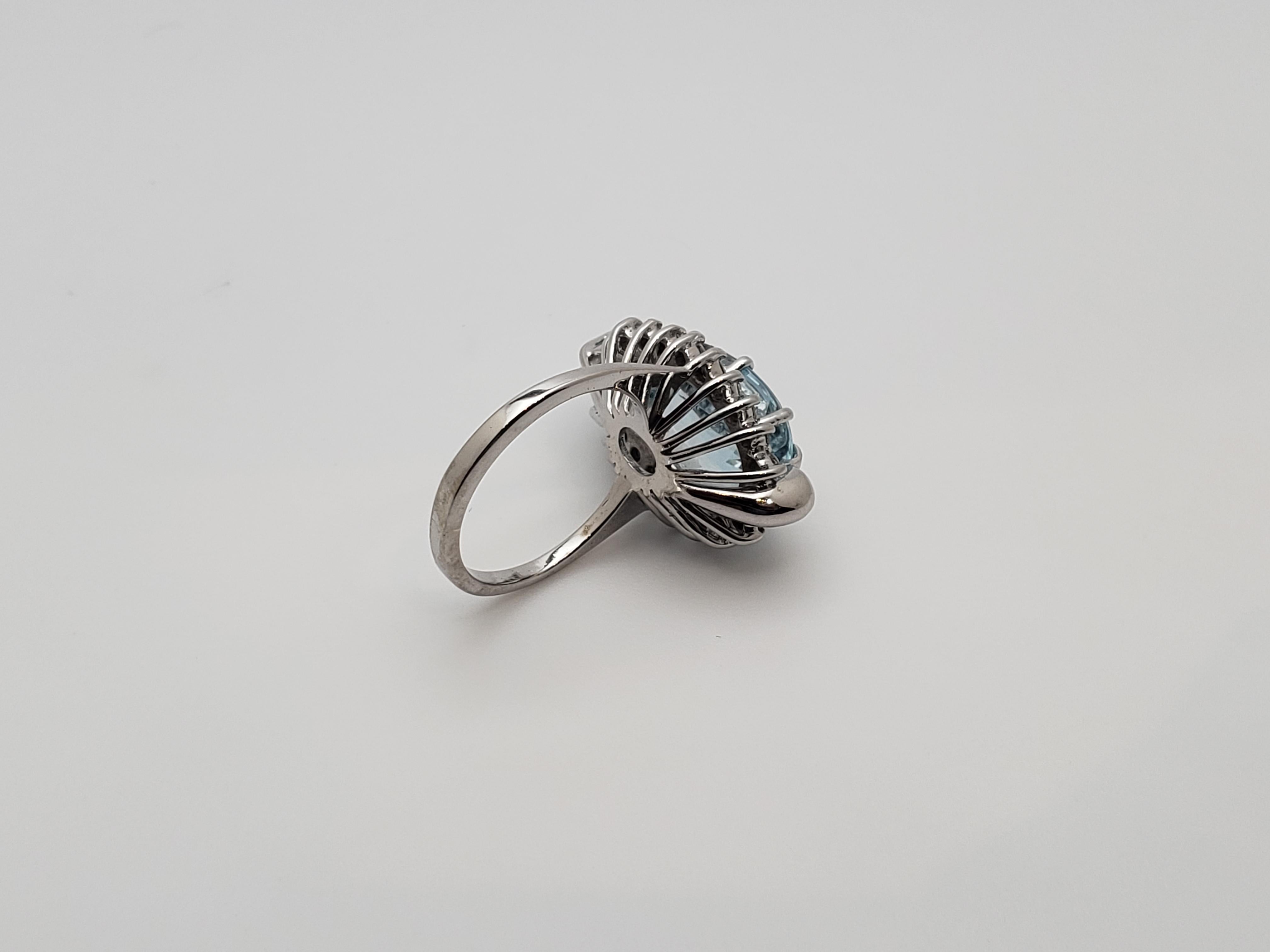 IGI zertifiziert Paolo Costagli 5,50 CT blau Aquamarin Diamant 14K Weißgold Ring im Angebot 11