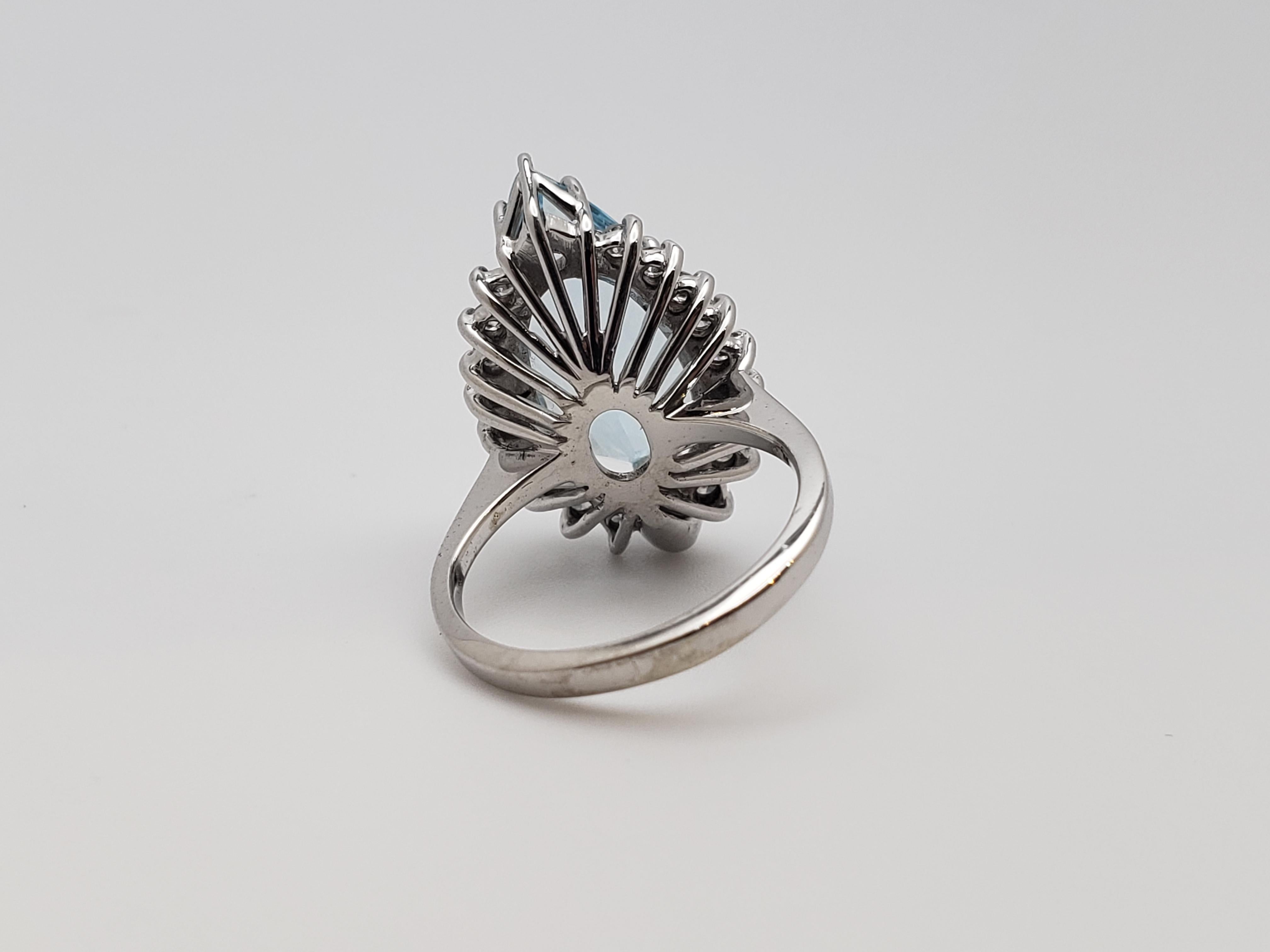 IGI zertifiziert Paolo Costagli 5,50 CT blau Aquamarin Diamant 14K Weißgold Ring im Angebot 13