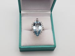 IGI Certified 5.50 CT Blue Aquamarine Diamond 14K White Gold Ring