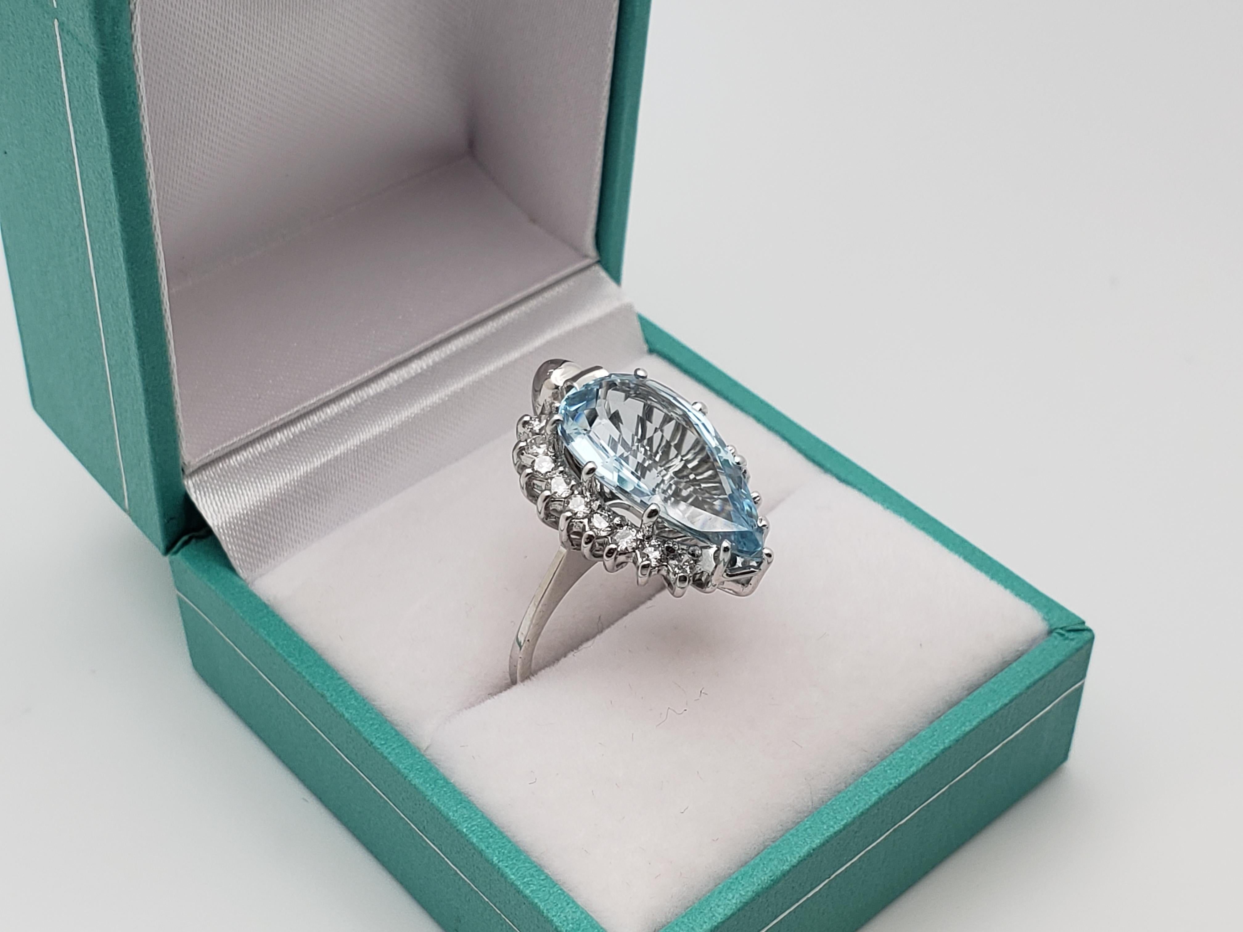 IGI zertifiziert Paolo Costagli 5,50 CT blau Aquamarin Diamant 14K Weißgold Ring für Damen oder Herren im Angebot