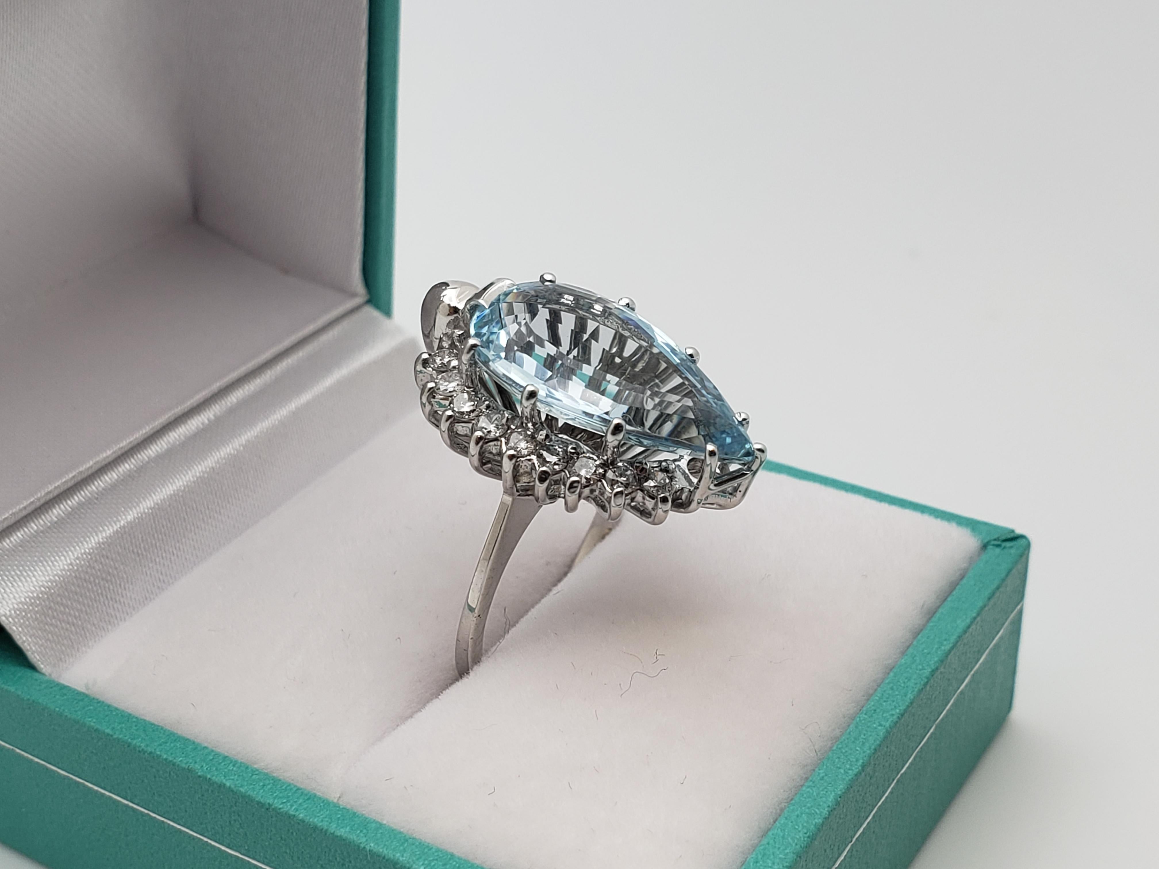 IGI zertifiziert Paolo Costagli 5,50 CT blau Aquamarin Diamant 14K Weißgold Ring im Angebot 2