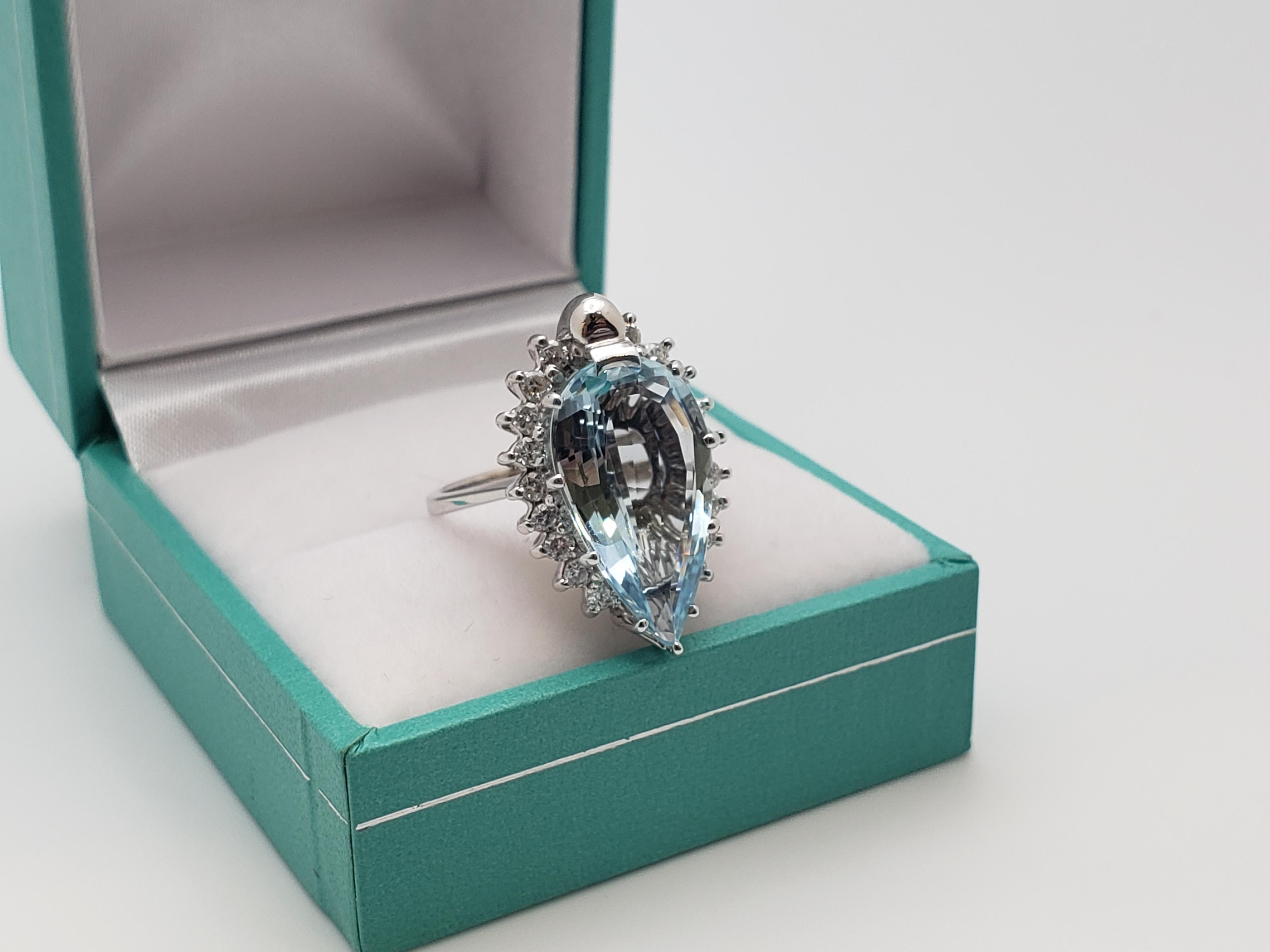 IGI zertifiziert Paolo Costagli 5,50 CT blau Aquamarin Diamant 14K Weißgold Ring im Angebot 3