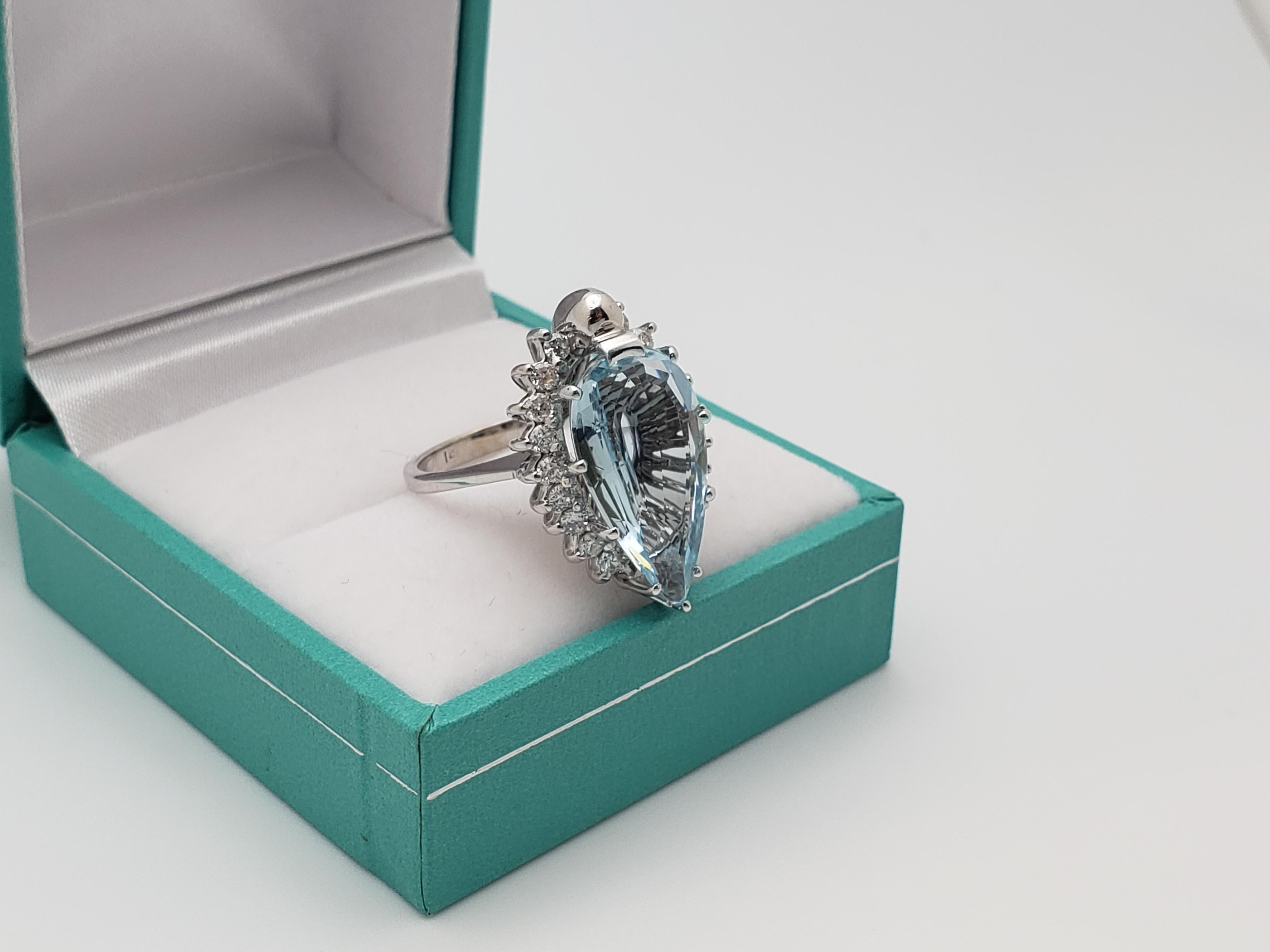 IGI zertifiziert Paolo Costagli 5,50 CT blau Aquamarin Diamant 14K Weißgold Ring im Angebot 4