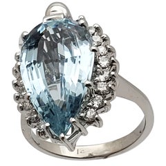 Anello Paolo Costagli certificato IGI con diamante acquamarina blu 5,50 CT in oro bianco 14K