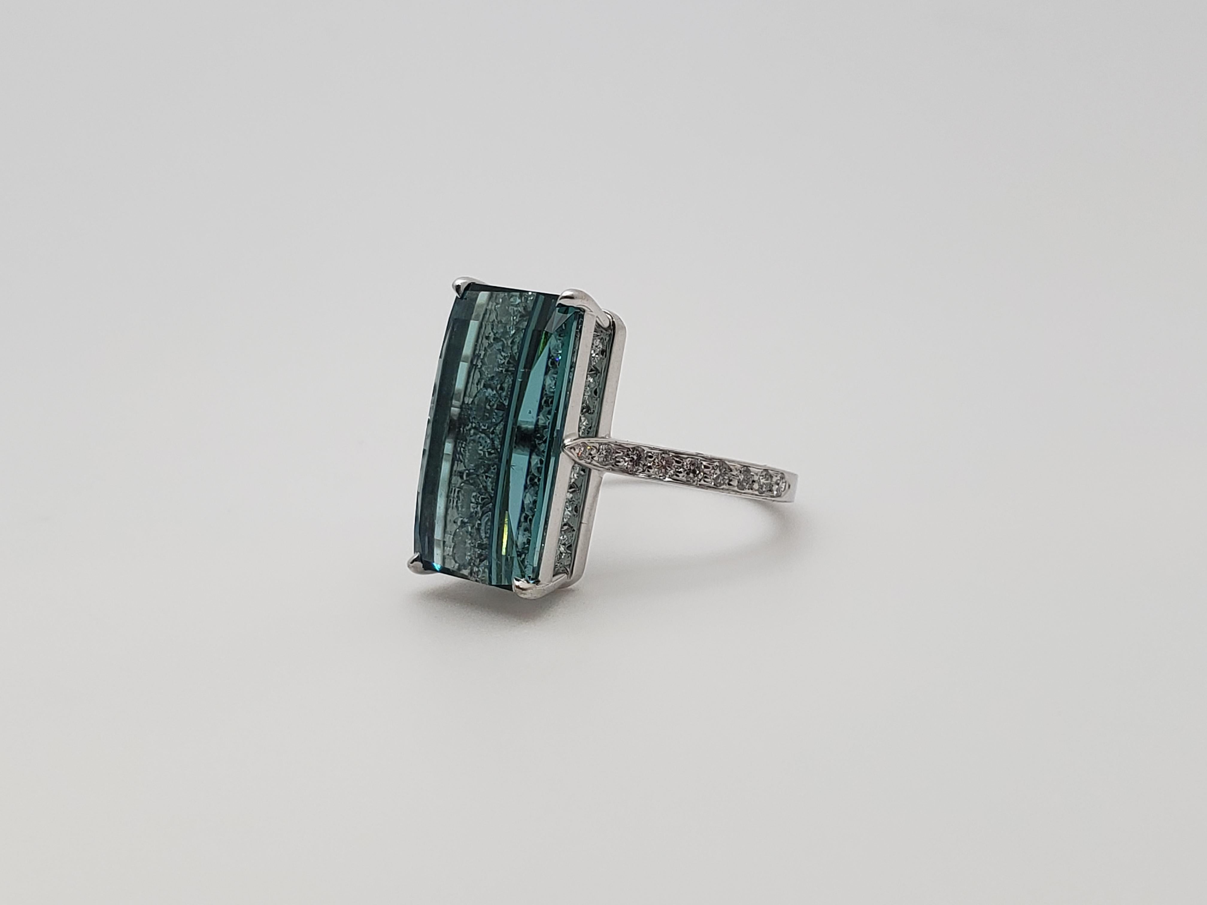 IGI zertifiziert Paolo Costagli 7,63 CT Blauer Turmalin Diamant 18K Weißgold Ring im Angebot 9